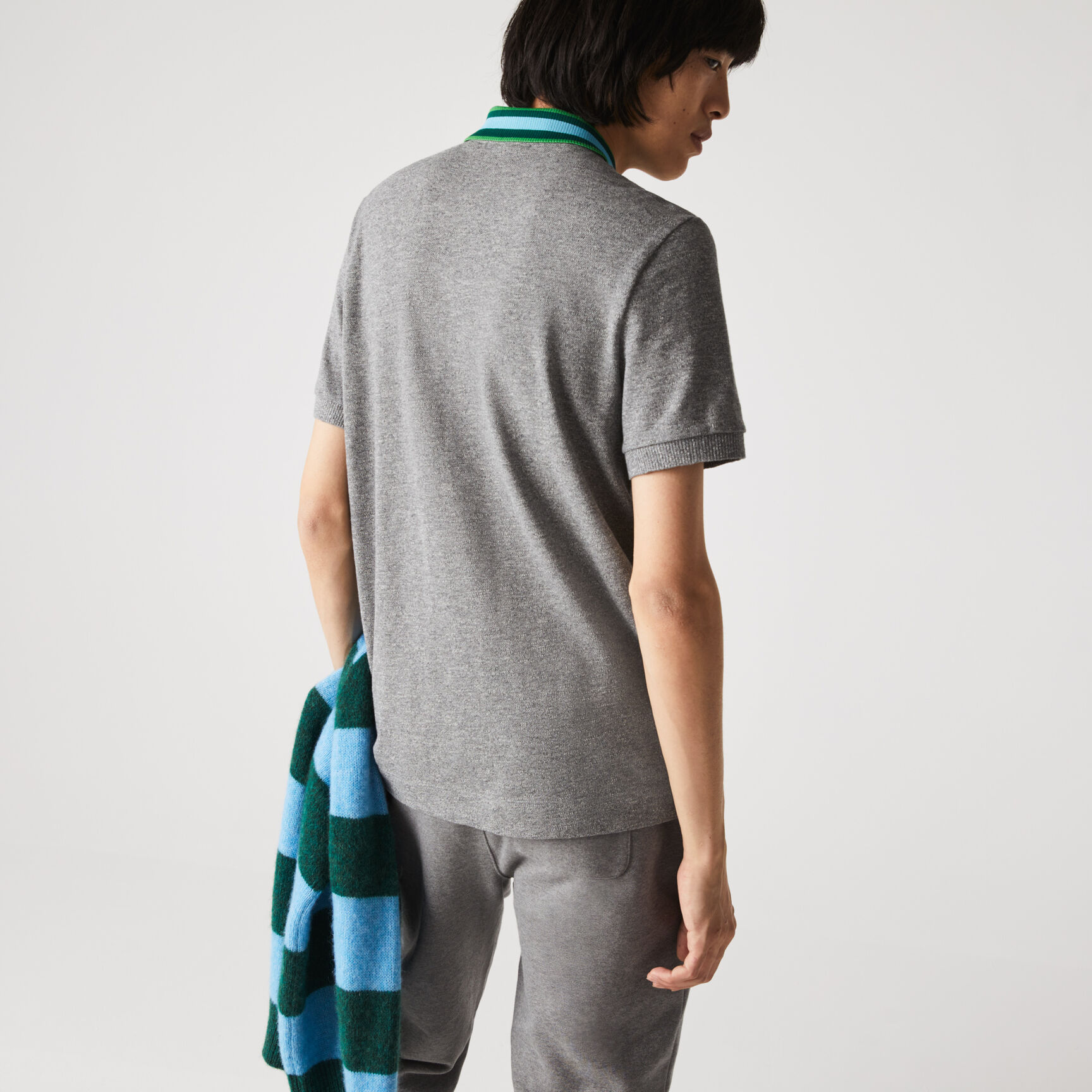 Men&rsquo;s Lacoste Regular Fit Striped Collar Cotton Piqu&eacute; Polo