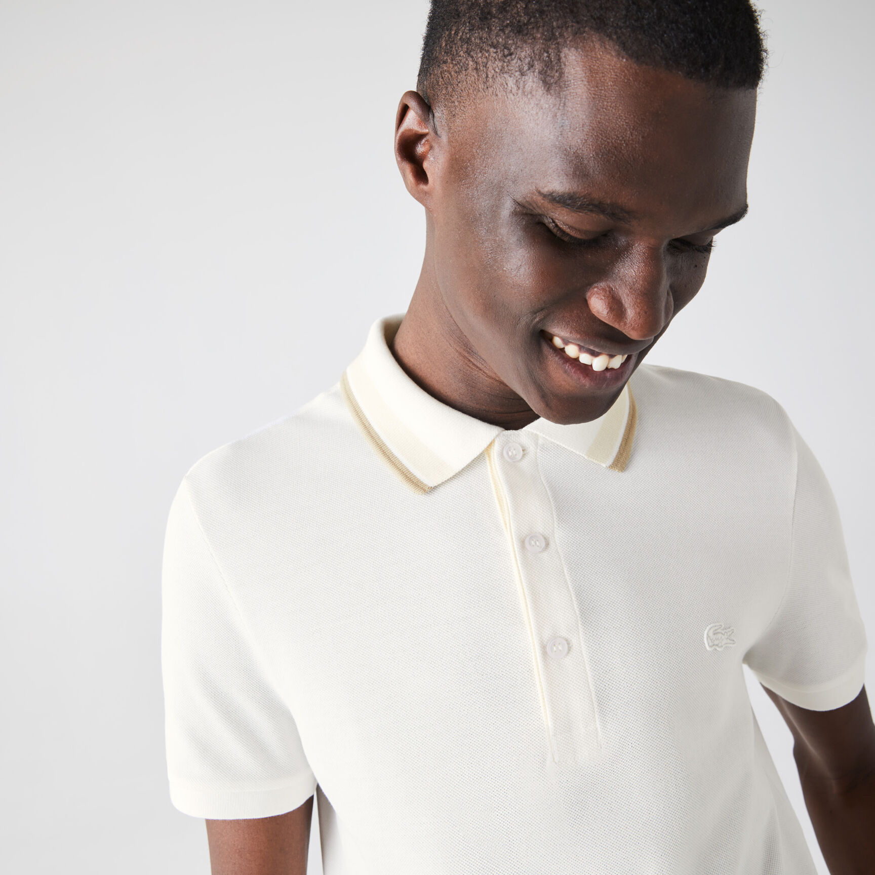 Men&rsquo;s Lacoste Slim Fit Striped Collar Cotton Piqu&eacute; Polo