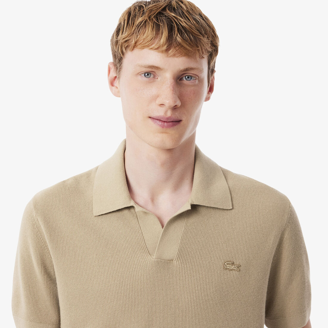 Cotton Blend Open Polo Collar Sweater Cotton Blend Open Polo Collar Sweater - AH5186-00-02S