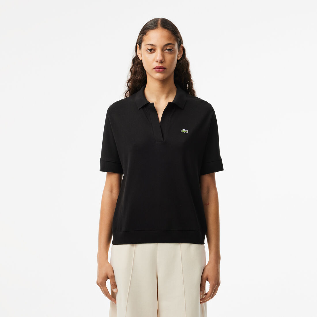 Open Neck Fluid Pique Polo Shirt - PF0504-00-031