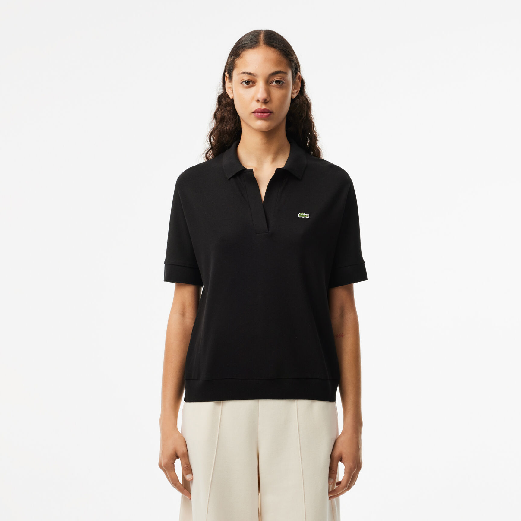 Open Neck Fluid Pique Polo Shirt - PF0504-00-031