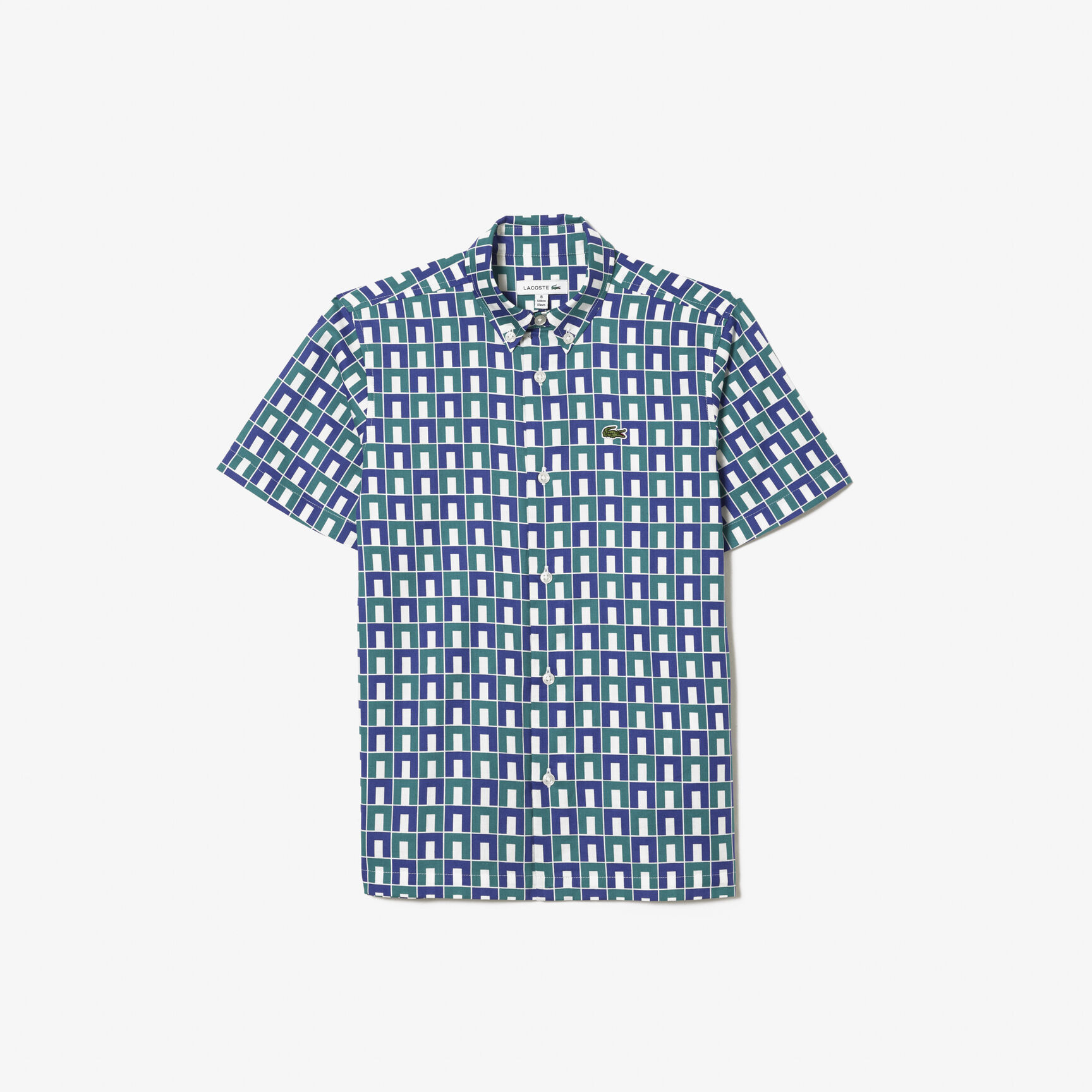 قميص بطبعة مونوغرام وأكمام قصيرة Short Sleeved Monogram Print Shirt - CJ7956-00-R1T