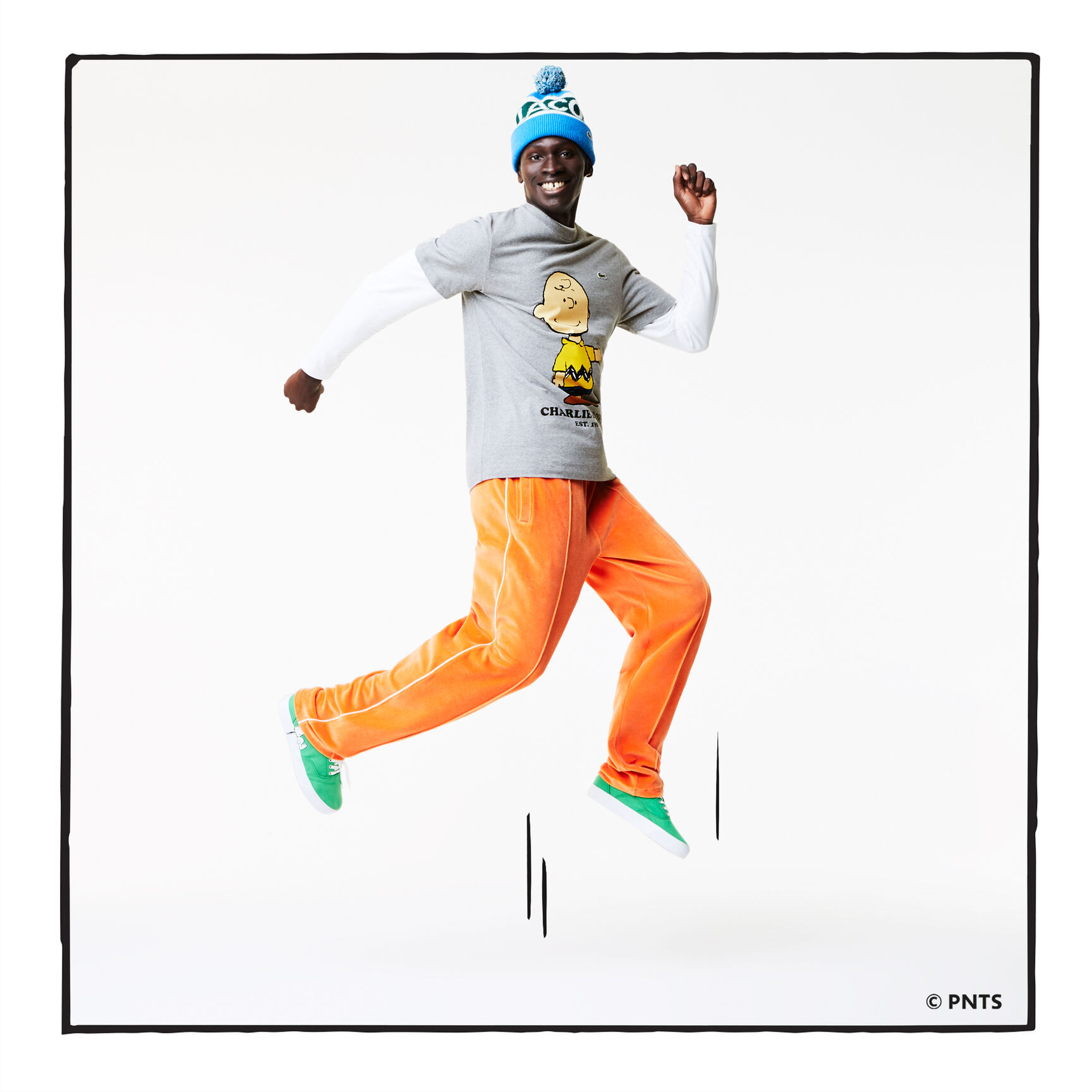 تيشيرت رجالي من القطن العضوي بياقة مستديرة من Lacoste x Peanuts