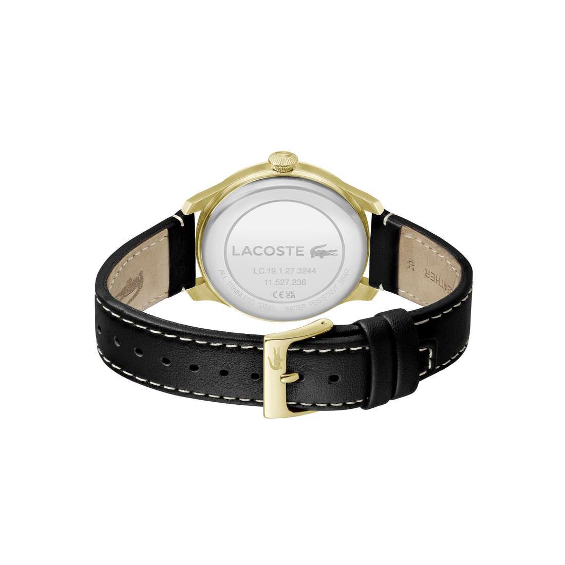 Men Leather 3 Hand Watch Men Leather 3 Hand Quartz Watch - 2011399-BLK