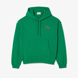 lacoste loose fit badge accent hoodie