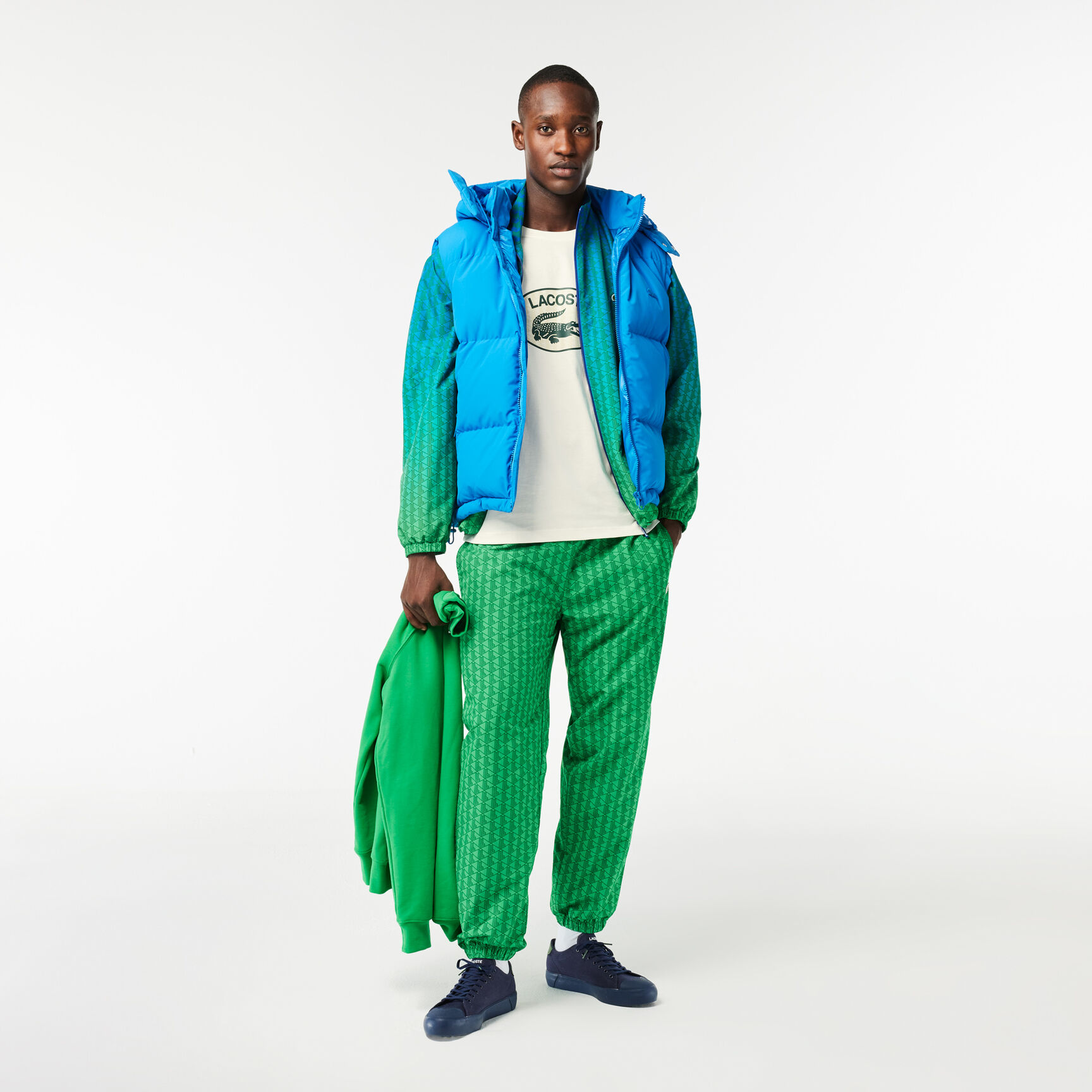 تي شيرت جاكار بنقشة شعار الماركة بقصّة عادية Monogram Print Regular Fit Cotton T-shirt - TH1415-00-70V