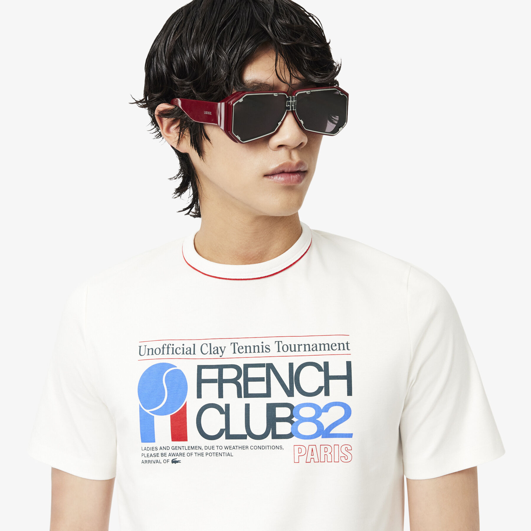 lacoste runway tennis print t shirt