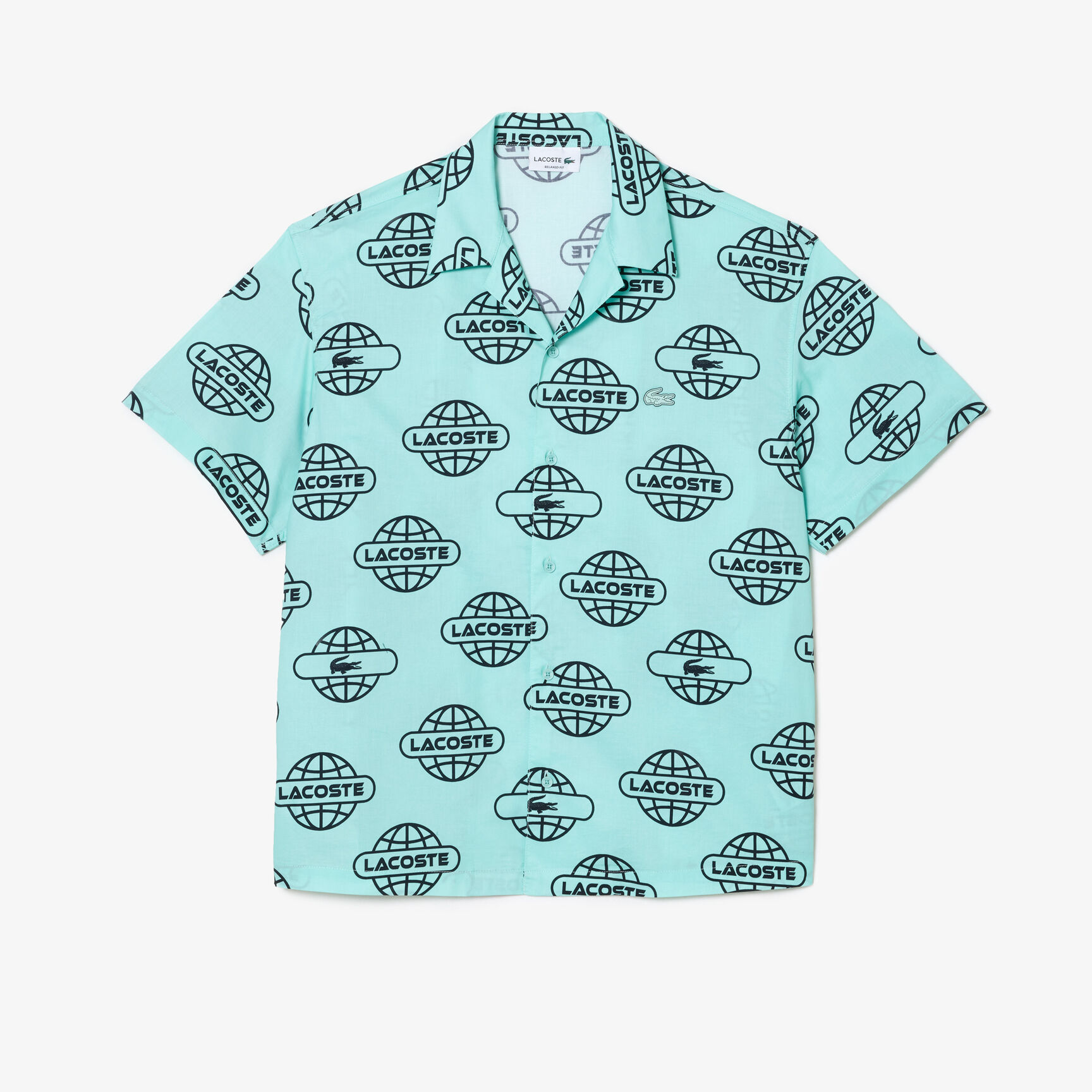 Globe Print Lacoste Cotton Twill Shirt - CH1880-00-KI4