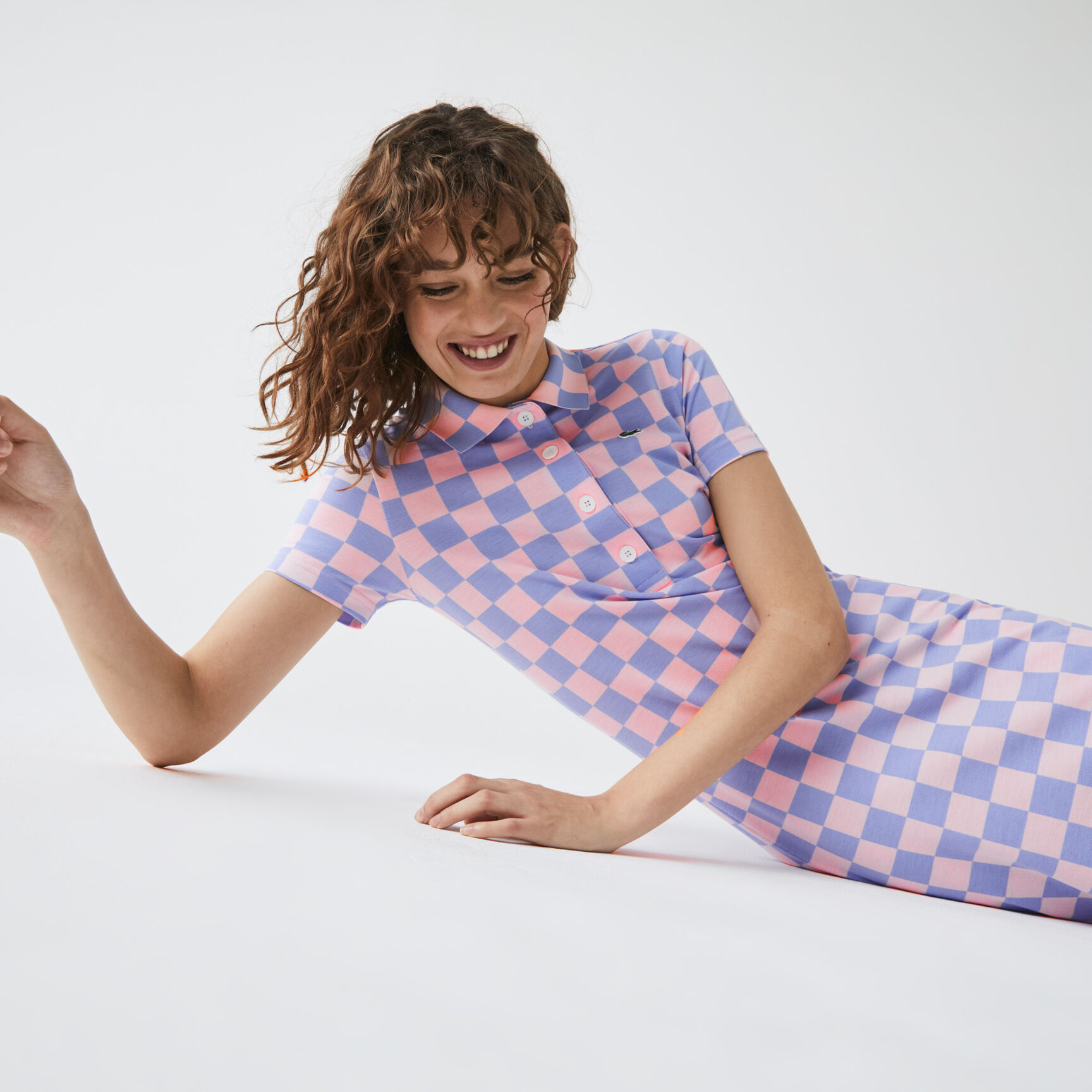 Women’s Lacoste LIVE Checkerboard Pattern Cotton Piqué Polo Dress Women’s Lacoste LIVE Checkerboard Pattern Cotton Piqué Polo Dress