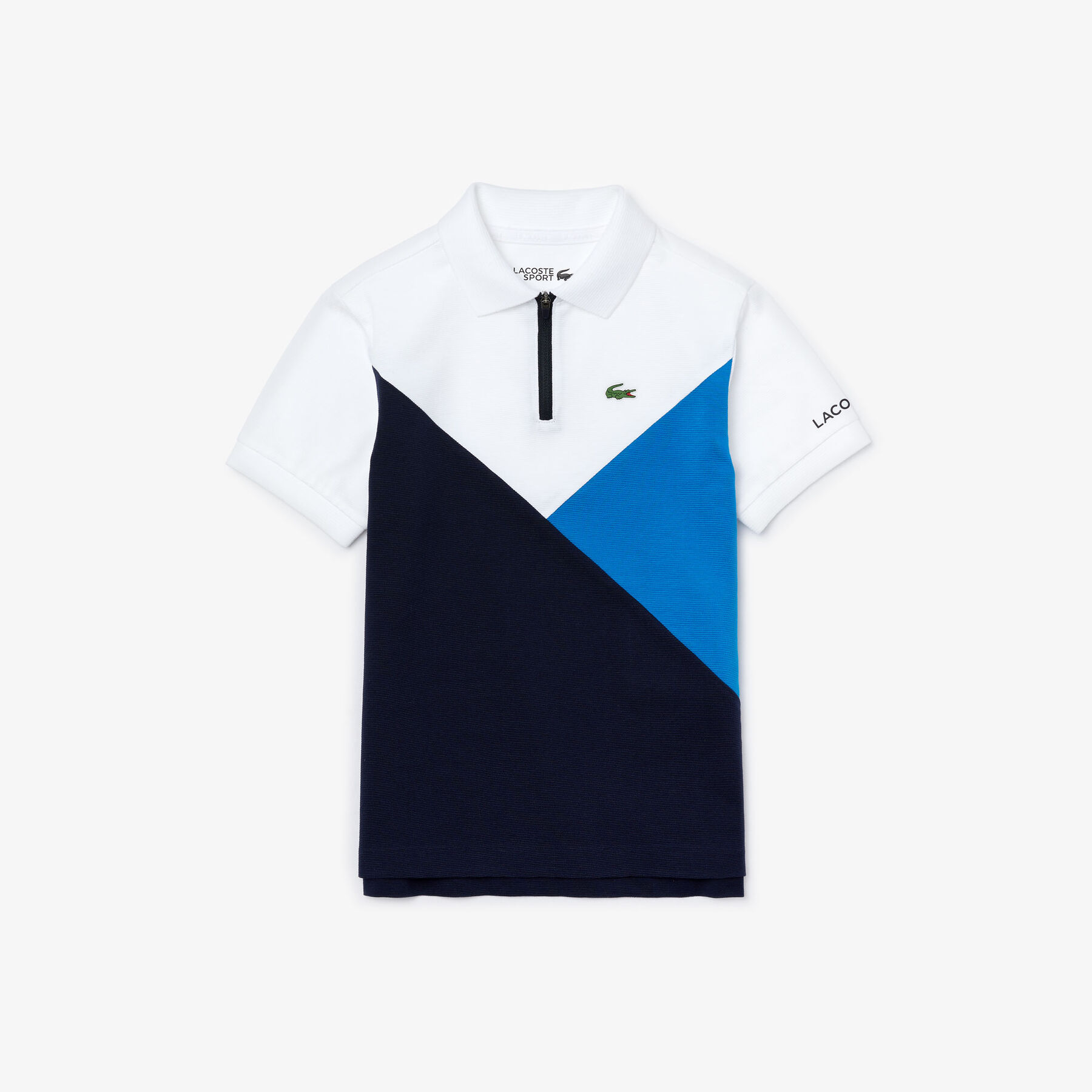 لاكوست قميص بولو من نسيج محبوك فائق الخفة مع كتل لونية مجموعة lacoste sport للأولاد
