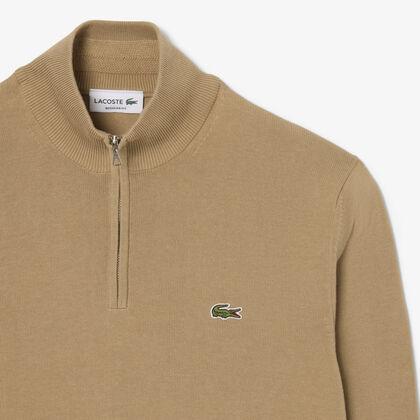 Zipped High Neck Cotton Sweater