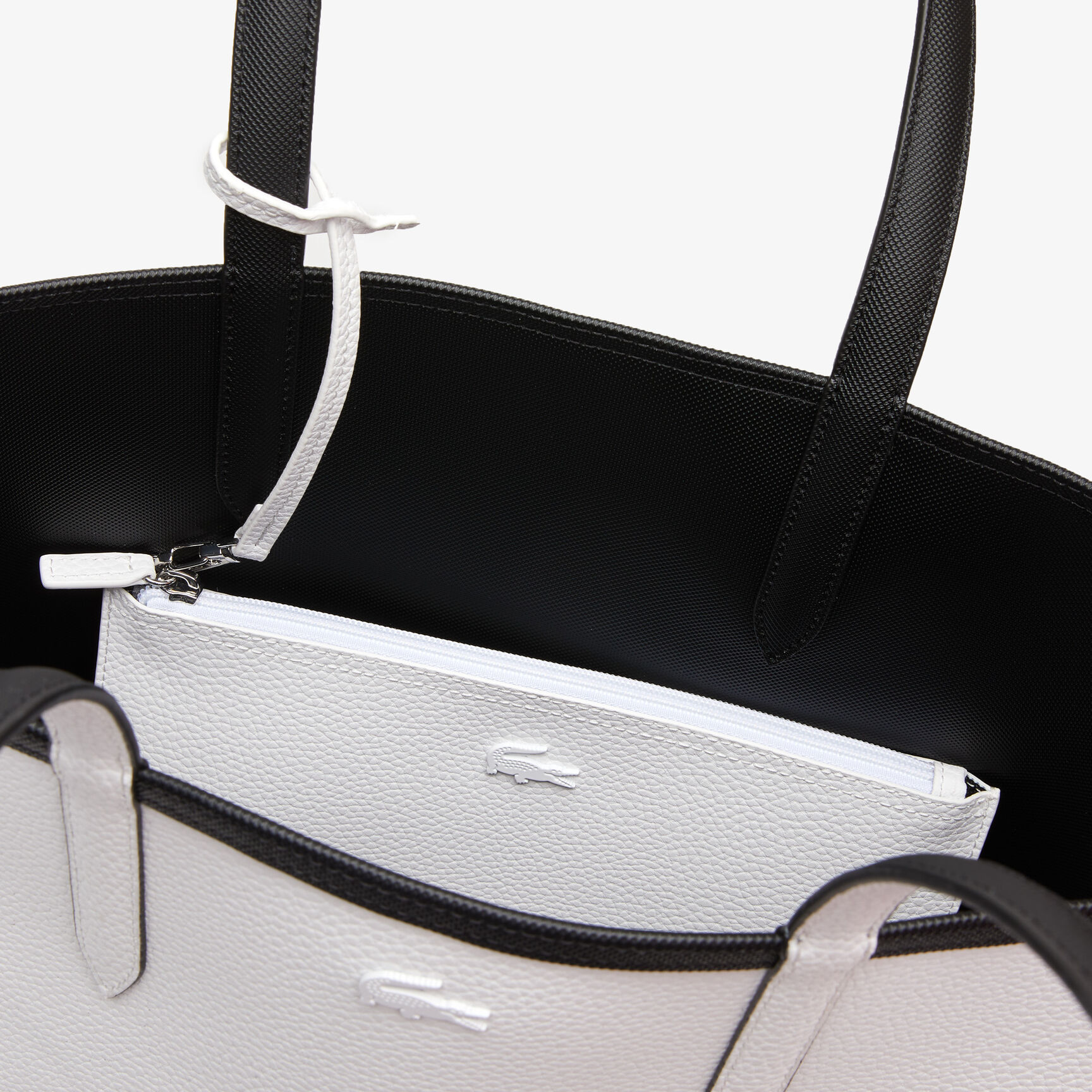 حقيبة يد لاكوست بوجهين وشعار الماركة بلون مغاير للنساء حقيبة يد لاكوست بوجهين وشعار الماركة بلون مغاير للنساء