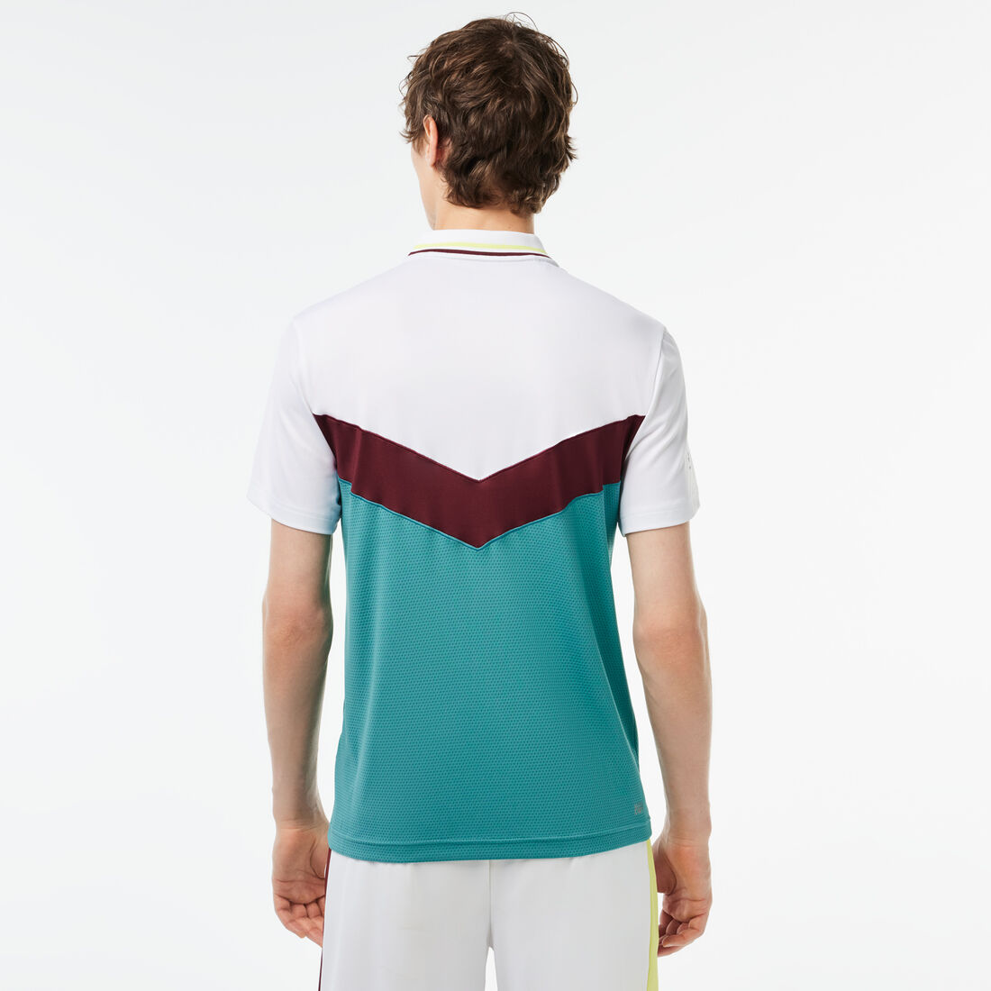 تي شيرت بولو بنقشة شعار الماركة وياقة بلون مغاير وقصّة كلاسيكية Slim Fit Lacoste Tennis x Daniil Medvedev Seamless Effect Polo Shirt - DH1099-00-Q7I