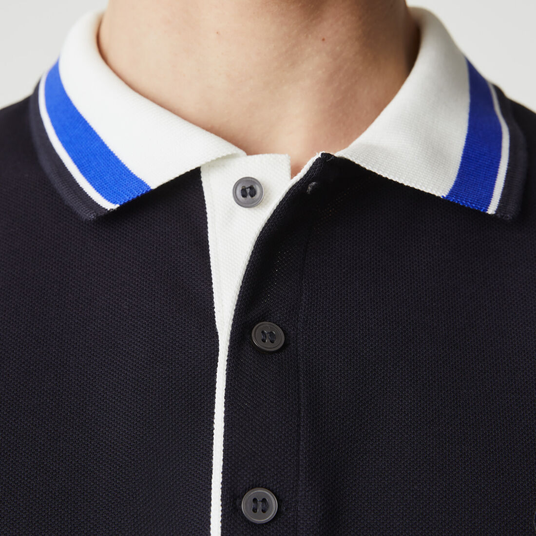 Men’s Lacoste Slim Fit Striped Collar Cotton Piqué Polo Men’s Lacoste Slim Fit Striped Collar Cotton Piqué Polo