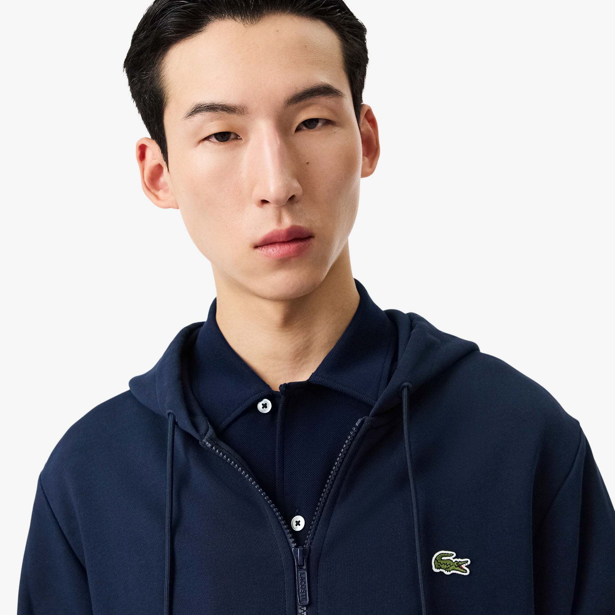 Classic Fit Zipped Fleece Sweatshirt, Navy Blue | LACOSTE UAE