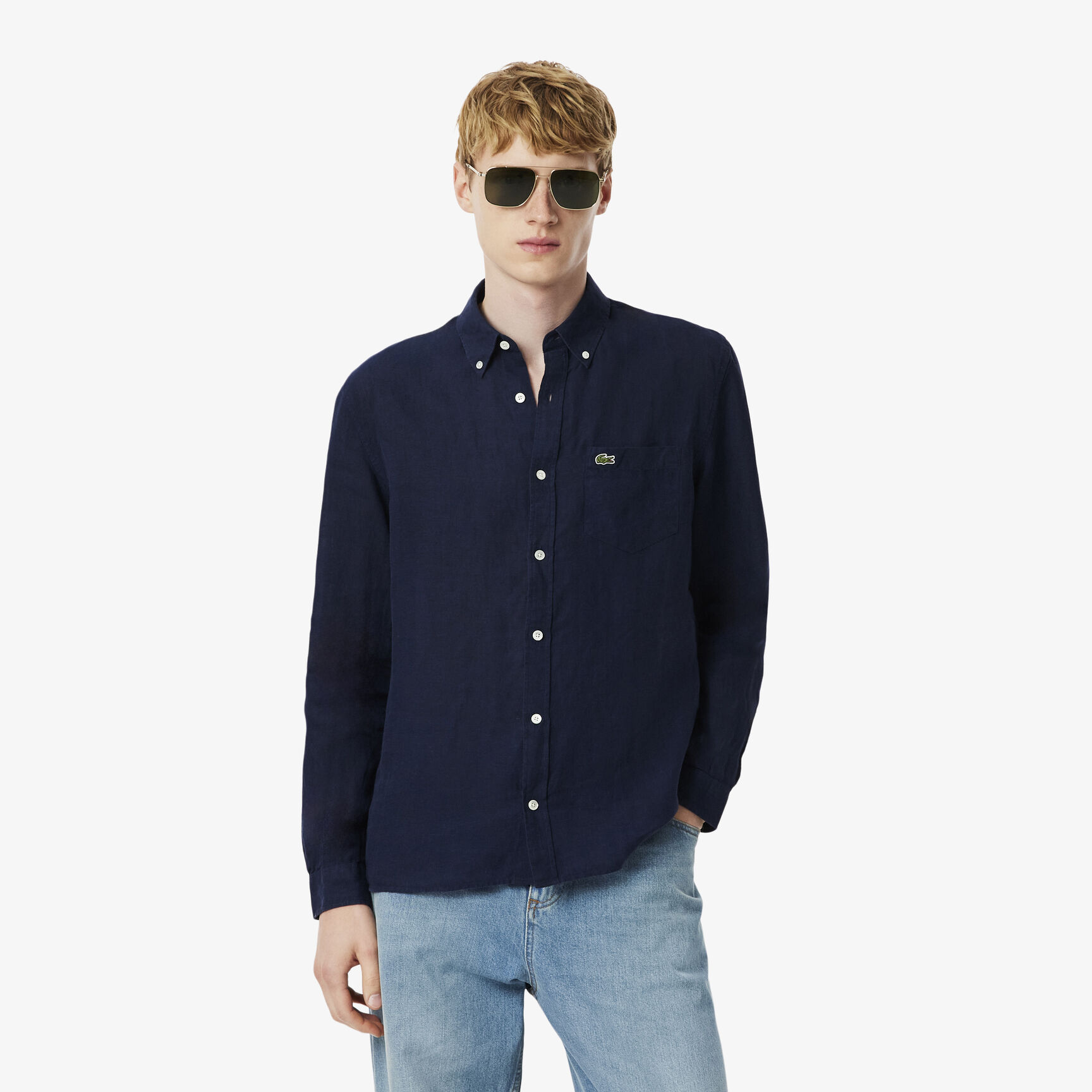 قميص كتان بقصّة عادية Men's Lacoste Linen Shirt - CH5692-00-166
