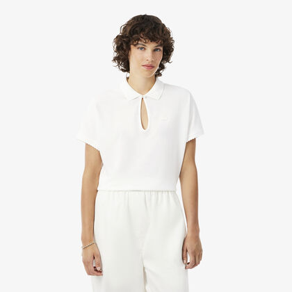 lacoste relaxed fit scallop trim fluid pique polo shirt