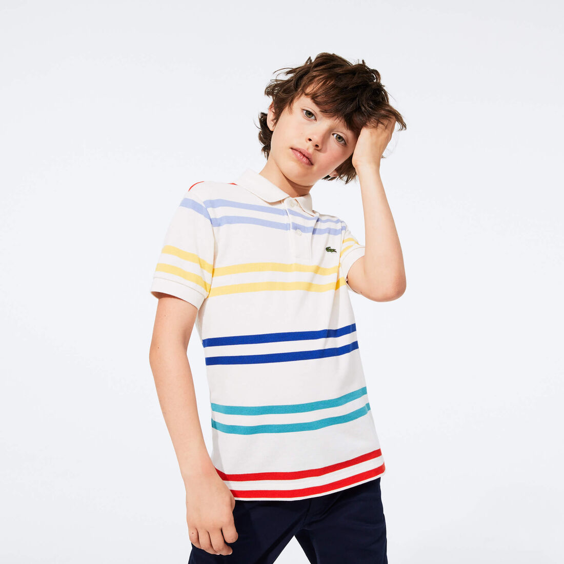 قميص بولو أولادي بخطوط ملونة من Lacoste