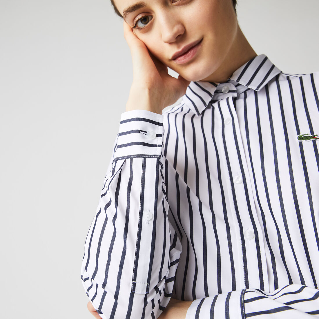 Women's Buttoned Striped Poplin Shirt Dress Women's Buttoned Striped Poplin Shirt Dress