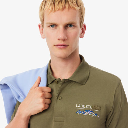 Classic Fit Embroidered Motif Pique Polo Shirt