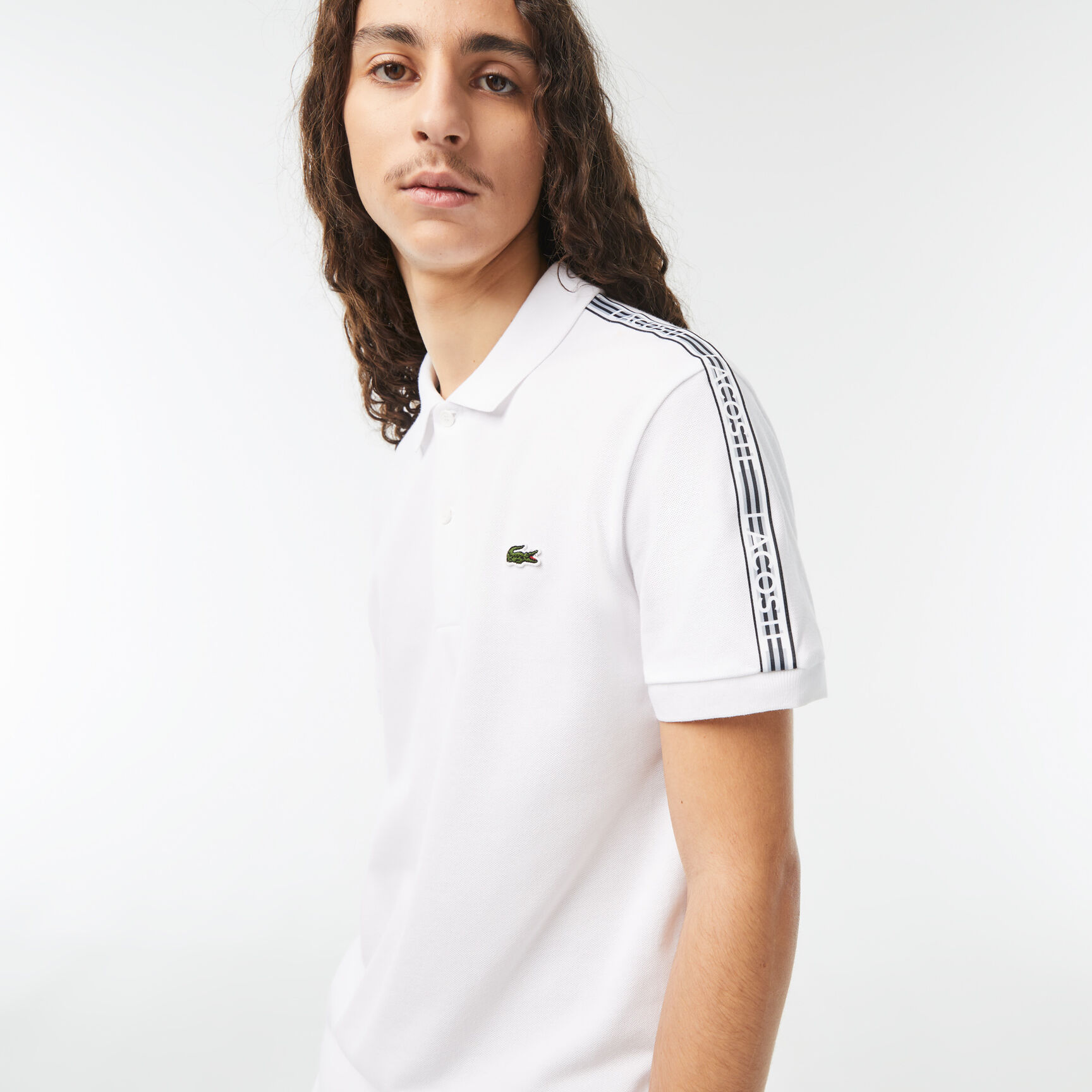 تي شيرت بولو للتنس من ألياف معاد تدويرها وبقصّة عادية Regular Fit Logo Stripe Stretch Cotton Polo Shirt - PH5075-00-001
