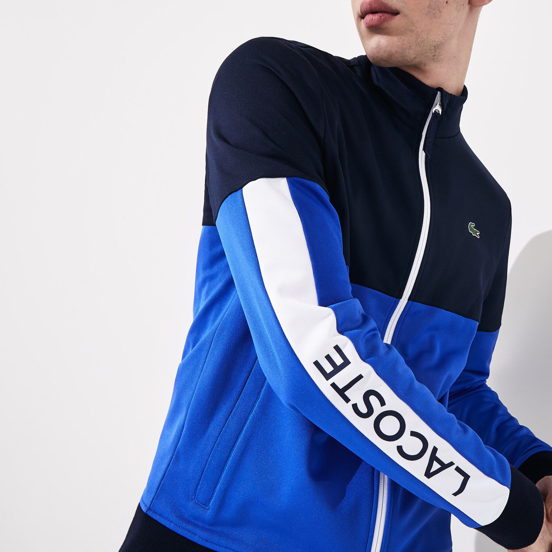 Men's Lacoste SPORT Colourblock Resistant Piqué Zip Sweatshirt men s lacoste sport colourblock resistant piqu zip sweatshirt