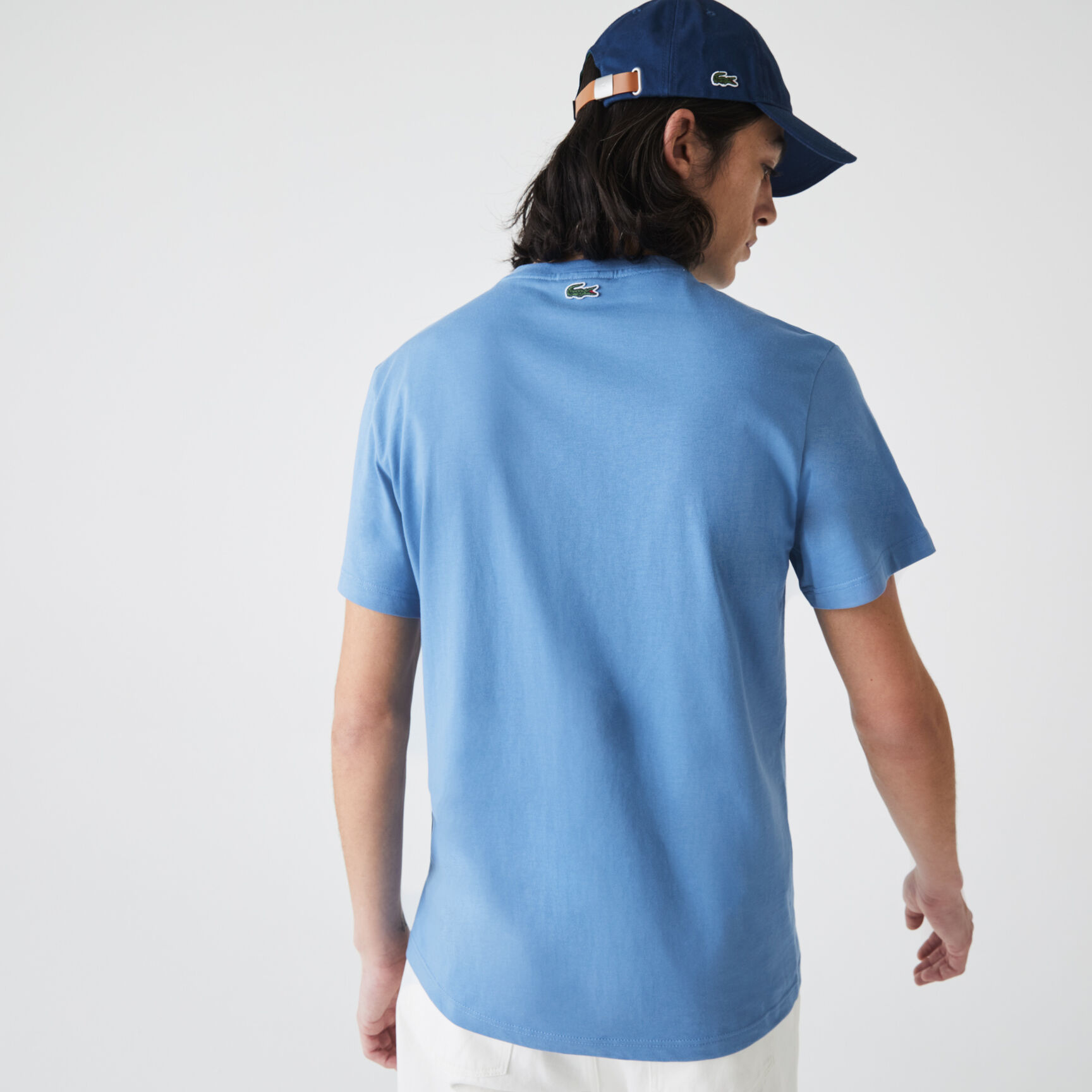 Men's Crew Neck Crocodile Embroidery Cotton T-shirt