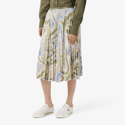 Topography Print Pleated Skirt