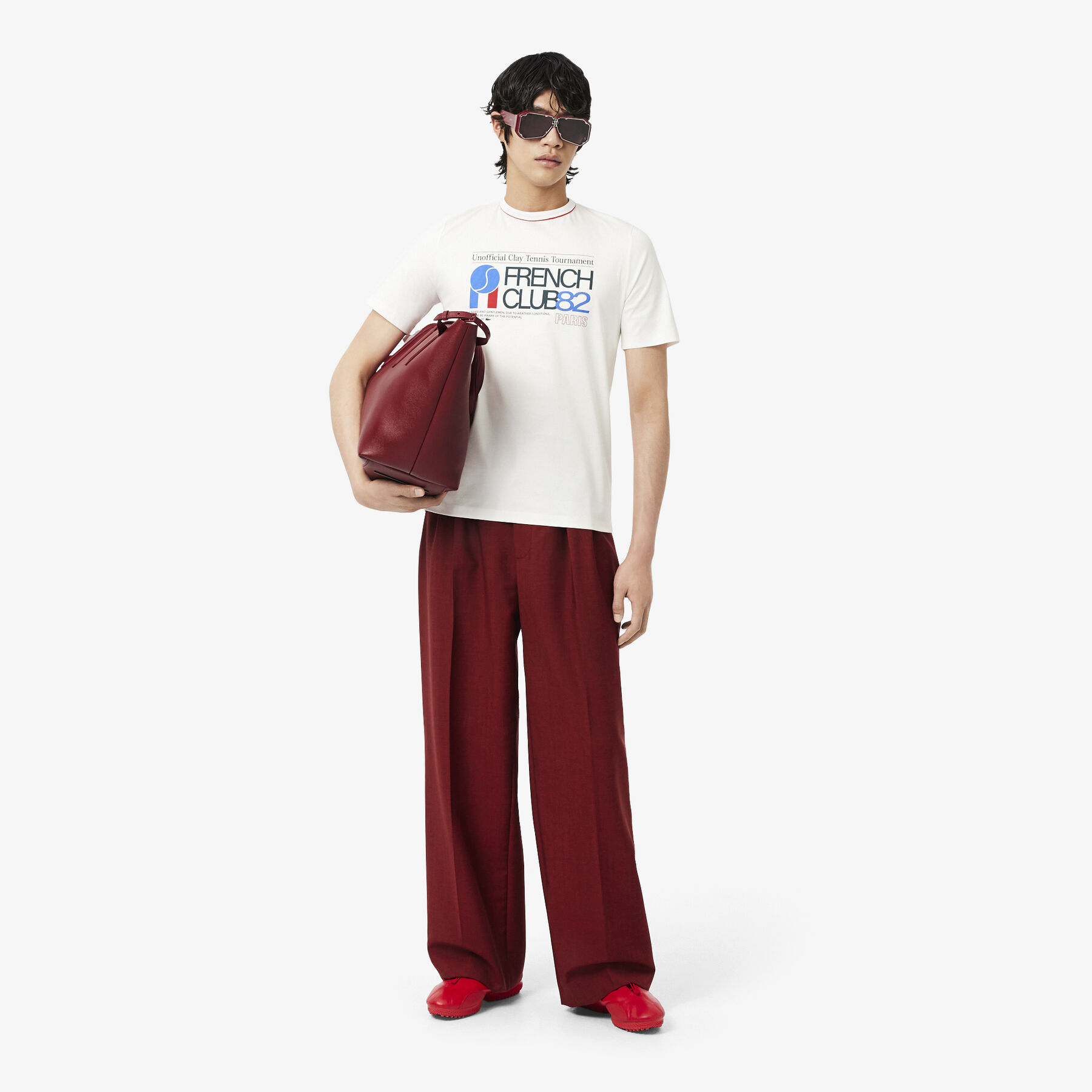 lacoste runway tennis print t shirt