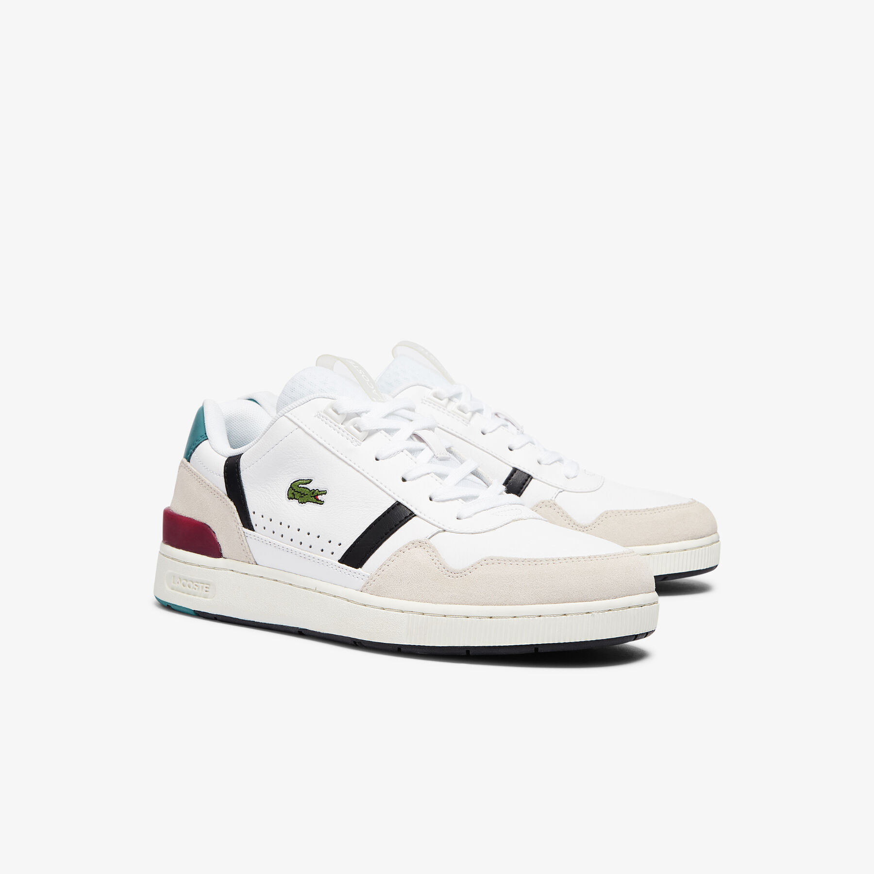 lacoste men s t clip leather colour pop trainers