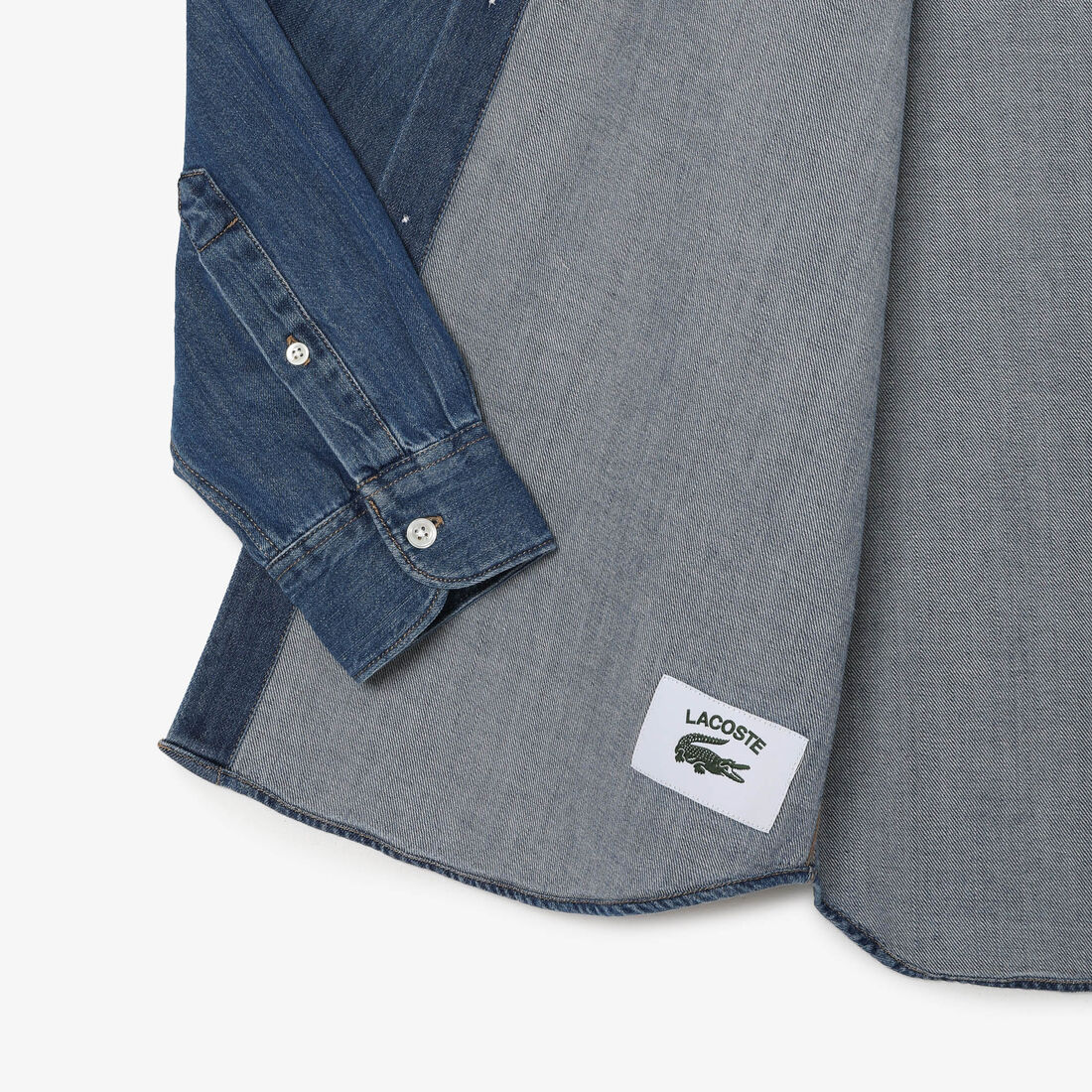 قميص لاكوست دينم قطن عضوي بقصة عادية للرجال Men's Lacoste Regular Fit Organic Cotton Denim Shirt - CH0197-00-CDZ