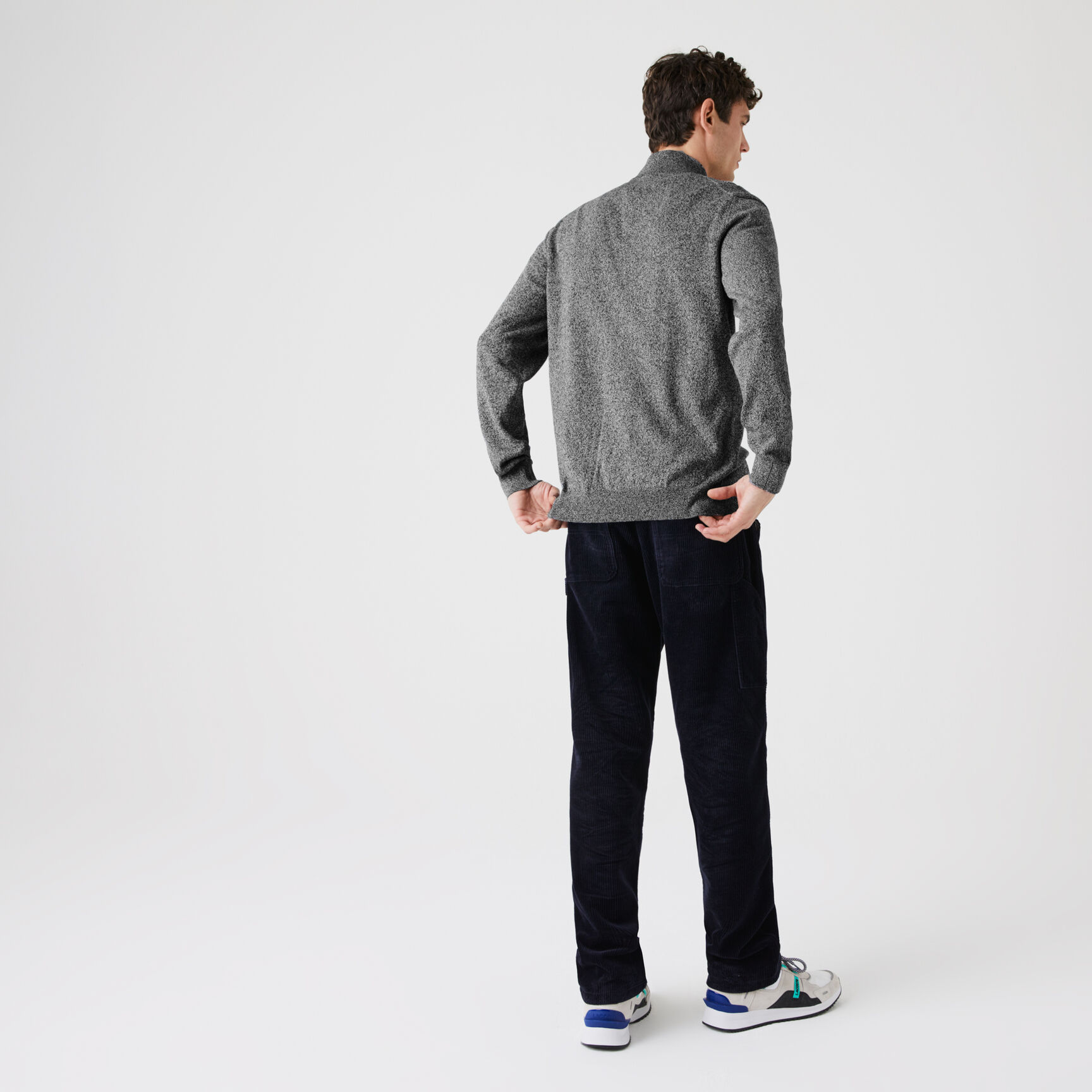 Zipped High Neck Cotton Sweater