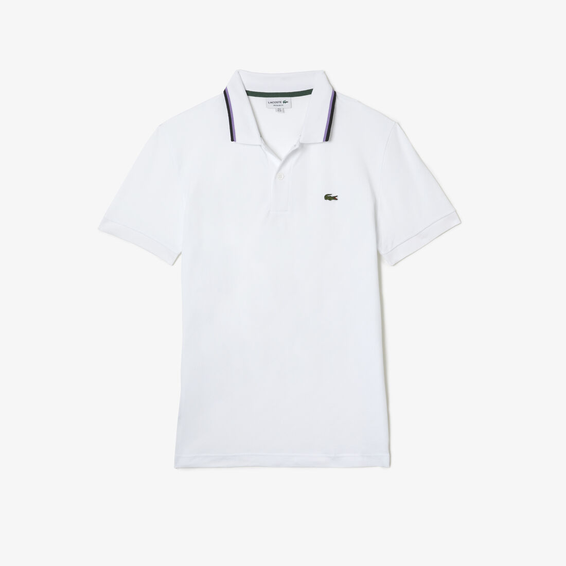 تيشيرت بولو لاكوست قطن بيكيه بيتي بياقة مخططة وقصة عادية للرجال Men's Lacoste Regular Fit Striped Collar Cotton Petit Piqué Polo Shirt - PH9531-00-001