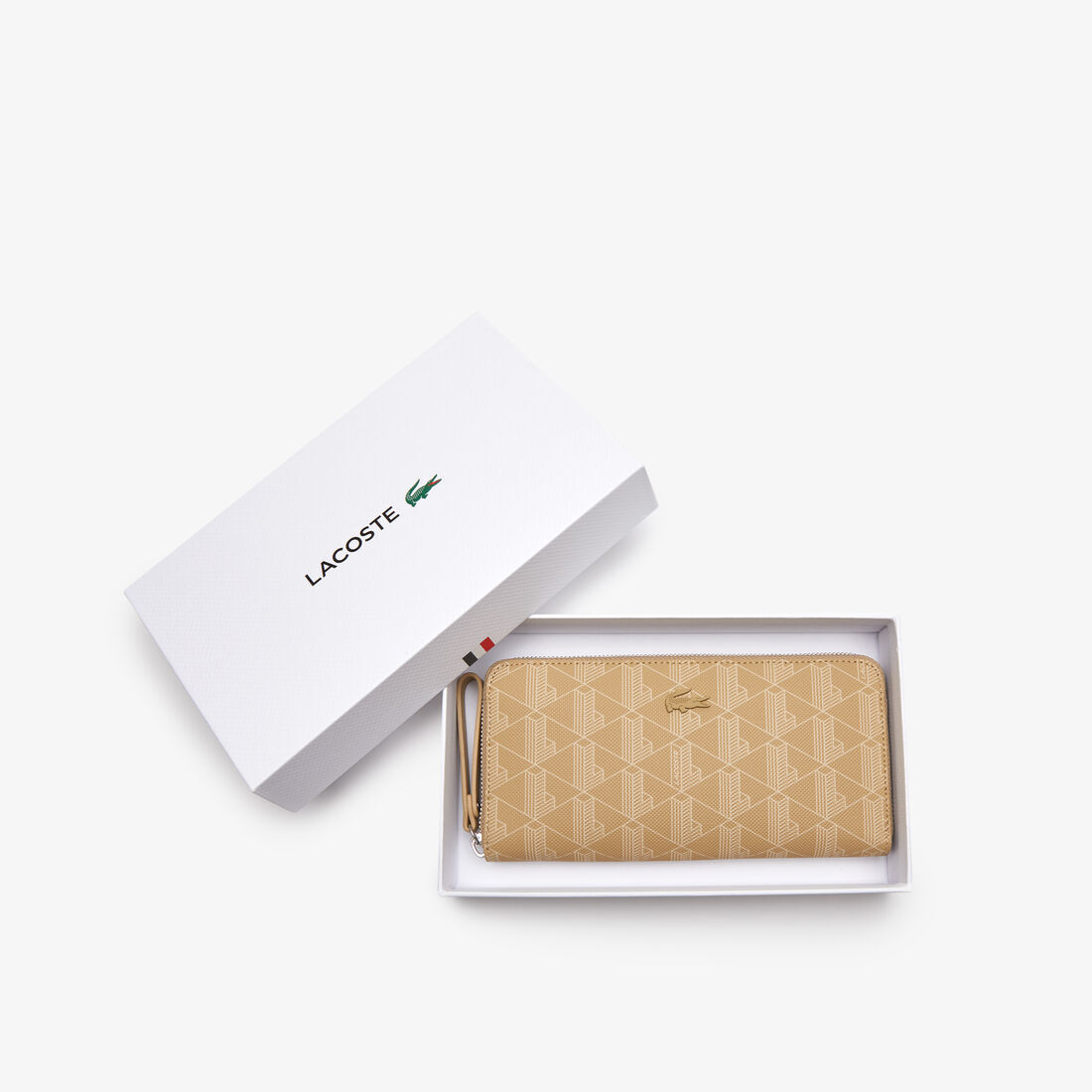 محفظة نسائية بسحاب وطبعة لاكوست مونوغرام Women's Lacoste Monogram Print Zip Wallet - NF3958DG-L01