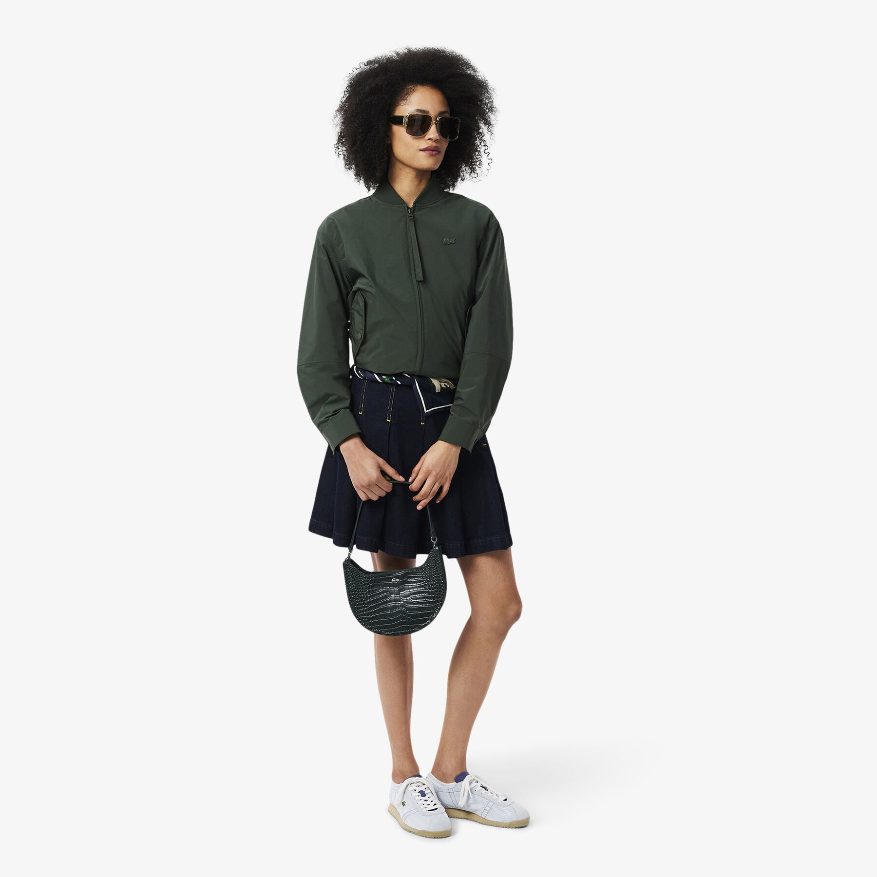 Small Chantaco Embossed Leather Half Moon Bag lacoste small chantaco embossed leather half moon bag
