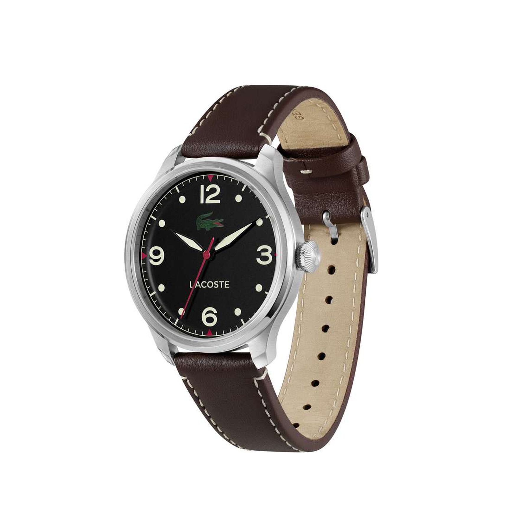 ساعة كوارتز جلدية للرجال بثلاثة عقارب Men Leather 3 Hand Quartz Watch - 2011398-BRW