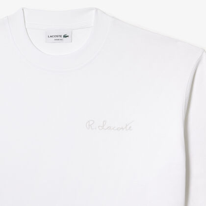 تي شيرت فضفاض بتطريز لاكوست من القطن الثقيل