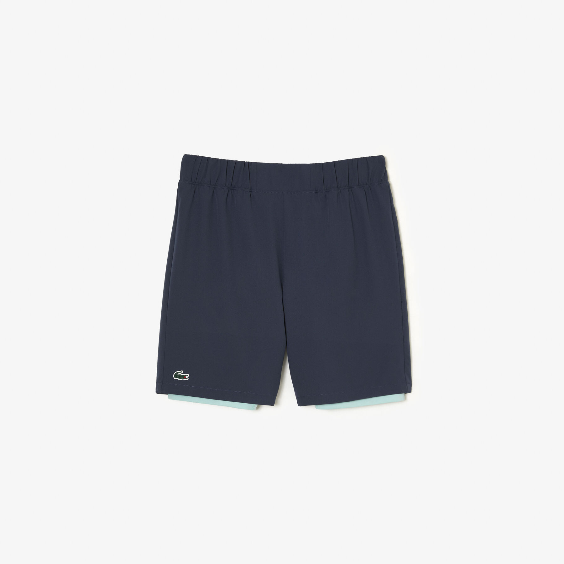 men s two tone lacoste sport shorts with built in undershorts