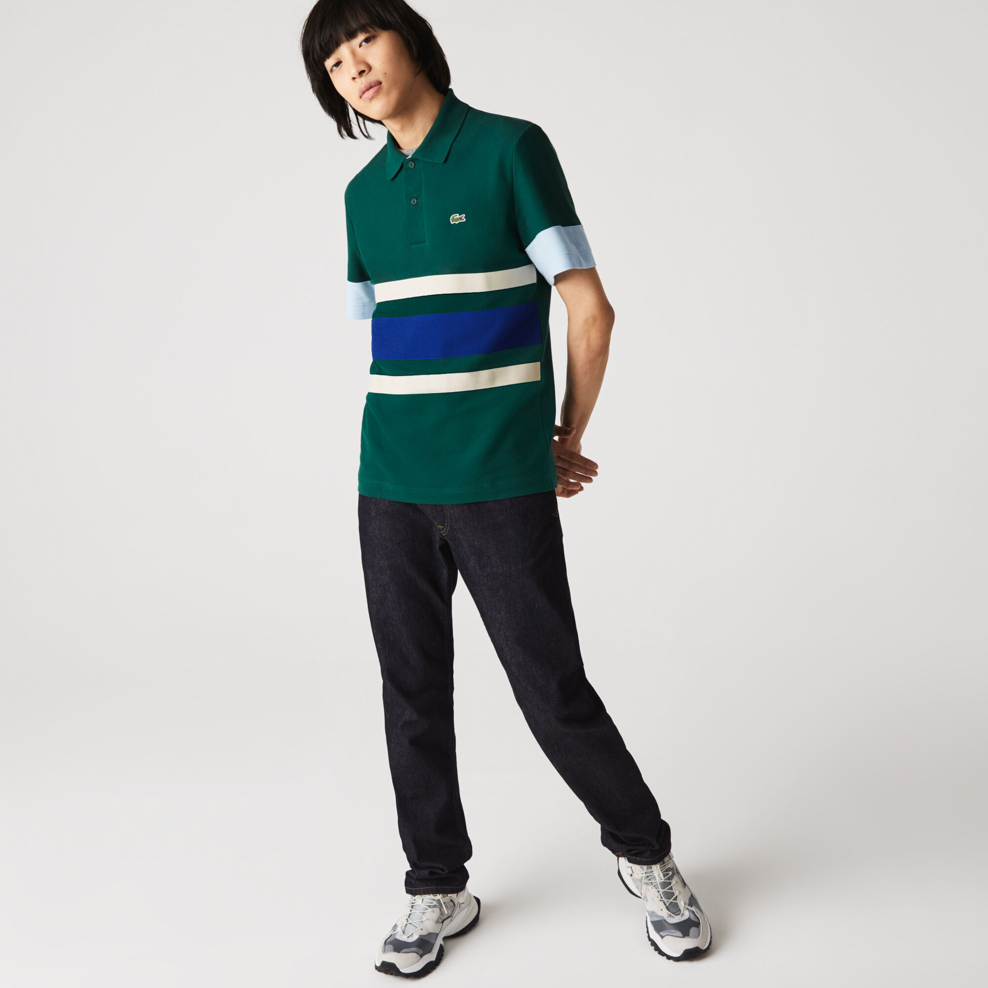 Men's Heritage Slim Fit Colorblock Cotton Piqué Polo | Lacoste AE