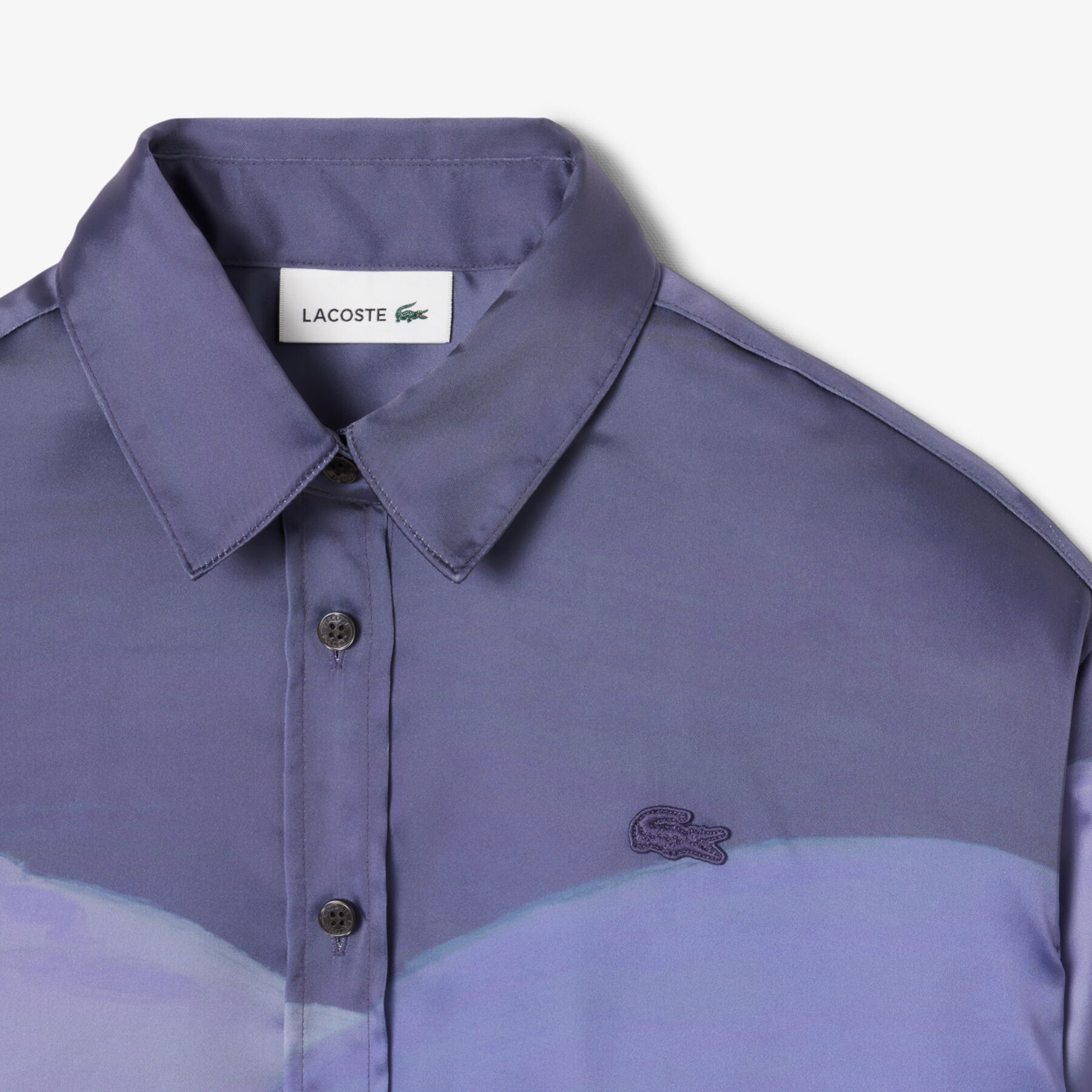 lacoste oversized landscape print satin shirt