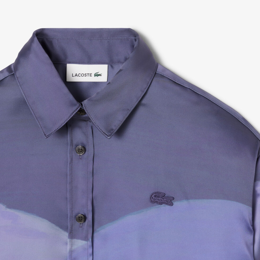 Oversized Landscape Print Satin Shirt Oversized Landscape Print Satin Shirt - CF6386-00-ADI