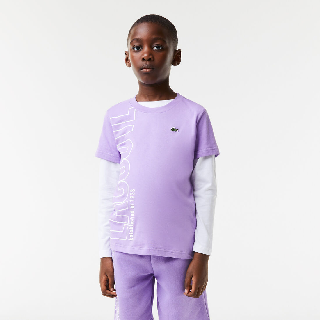 تيشيرت لاكوست قطن جيرسيه بطبعة كبيرة لشعار الماركة للأطفال تيشيرت لاكوست قطن جيرسيه بطبعة كبيرة لشعار الماركة للأطفال