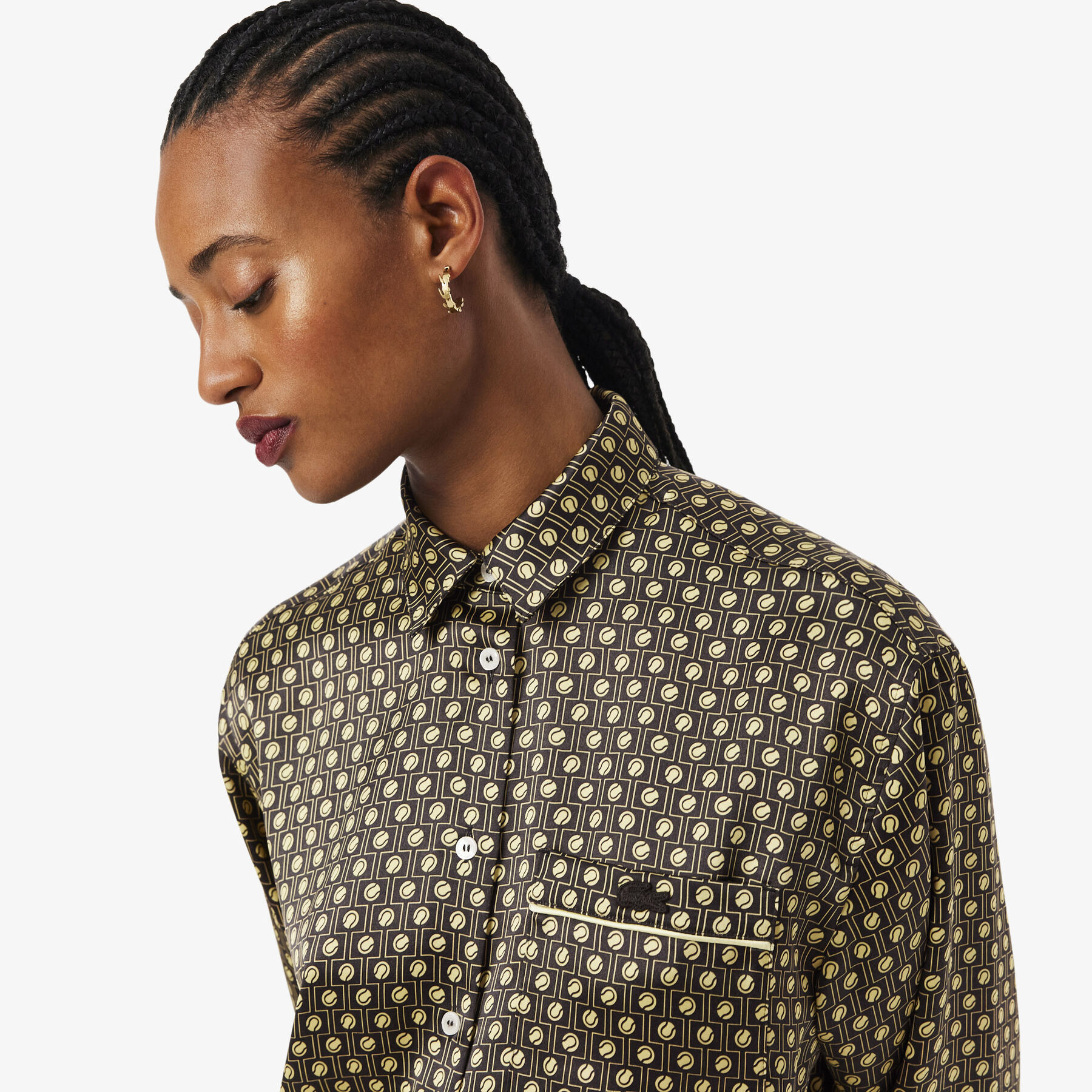 Oversized Printed Satin Shirt lacoste oversized printed satin shirt