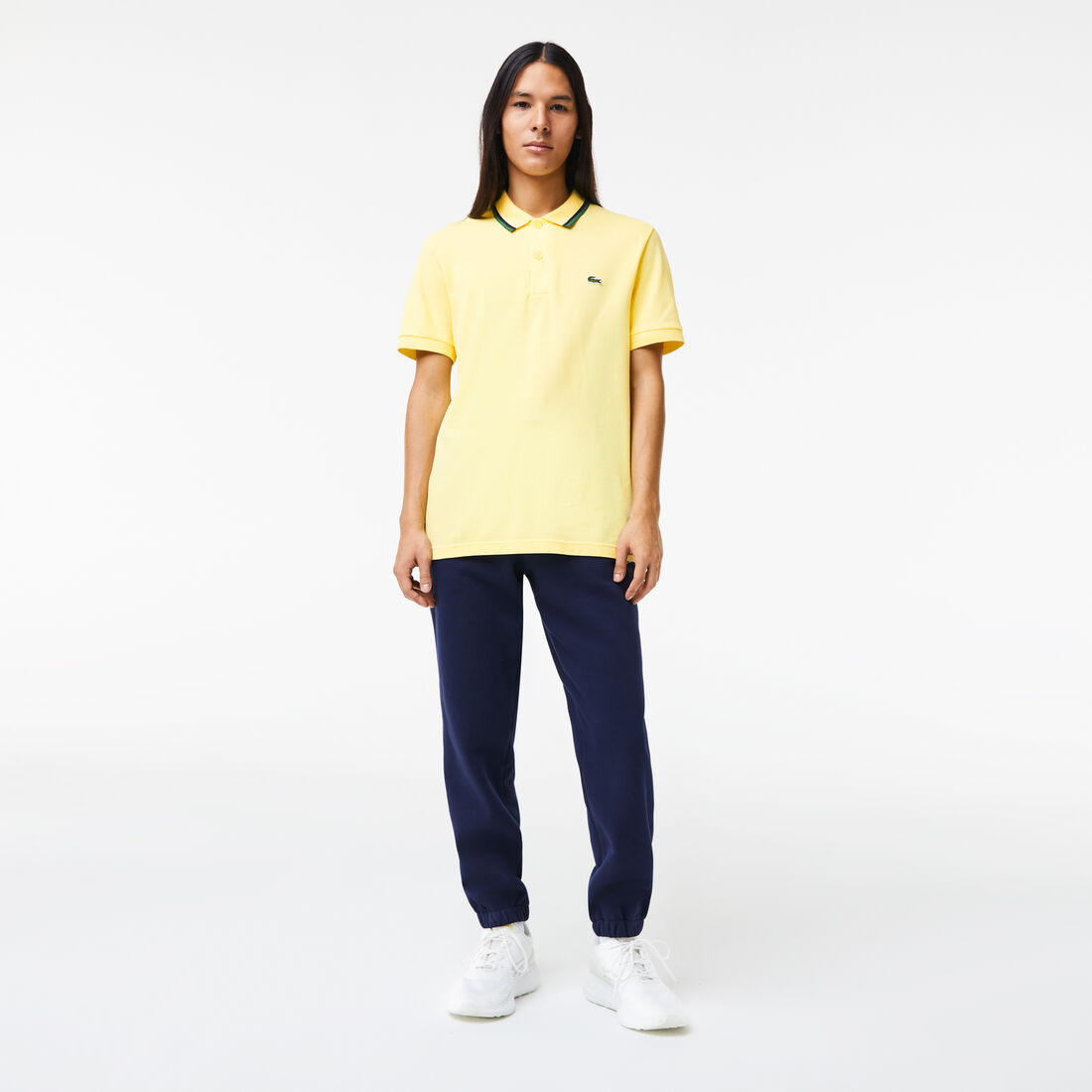 Men's Lacoste Regular Fit Striped Collar Cotton Petit Piqué Polo Men's Lacoste Regular Fit Striped Collar Cotton Petit Piqué Polo Shirt - PH9531-00-107