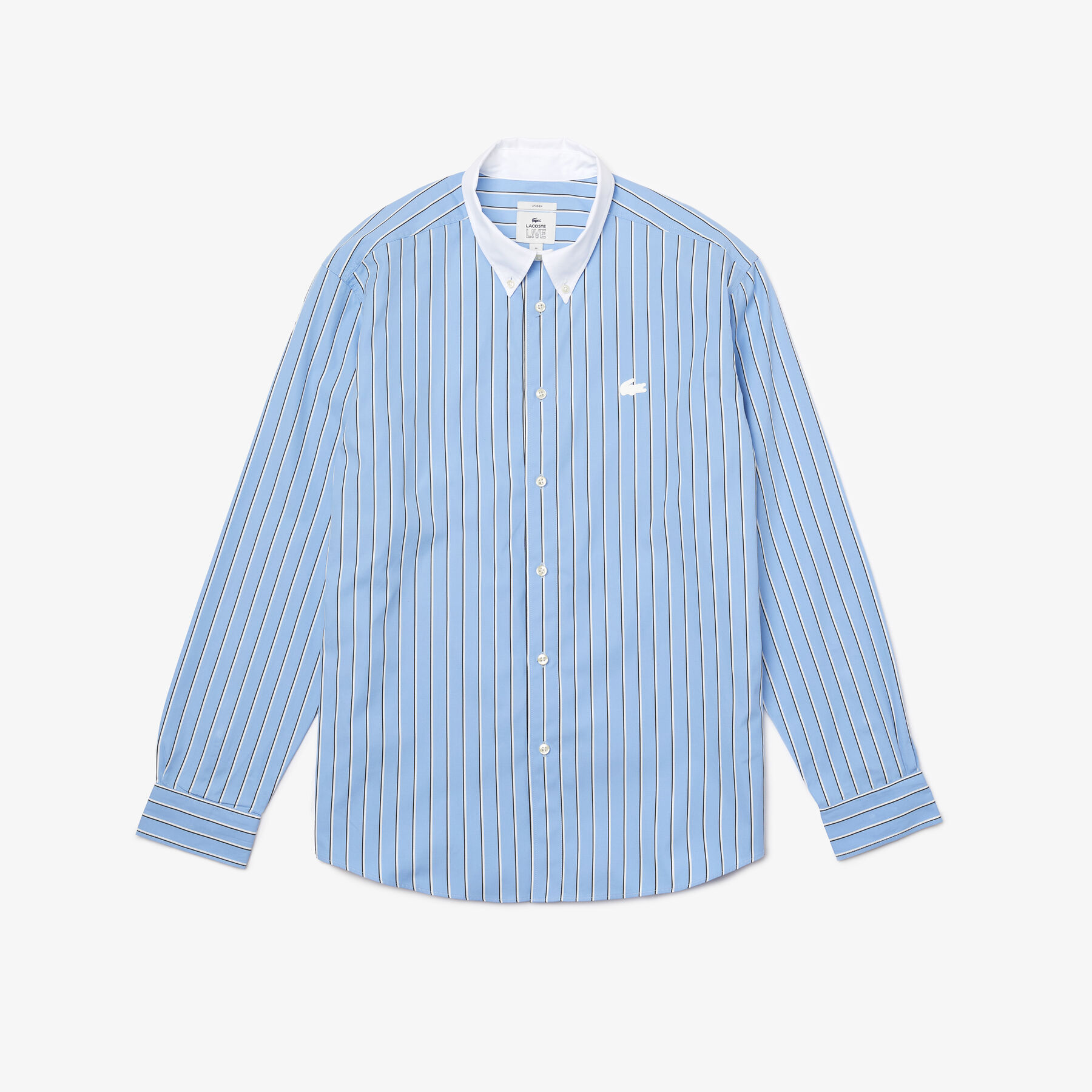 Unisex Lacoste LIVE Striped Cotton Shirt unisex lacoste live striped cotton shirt