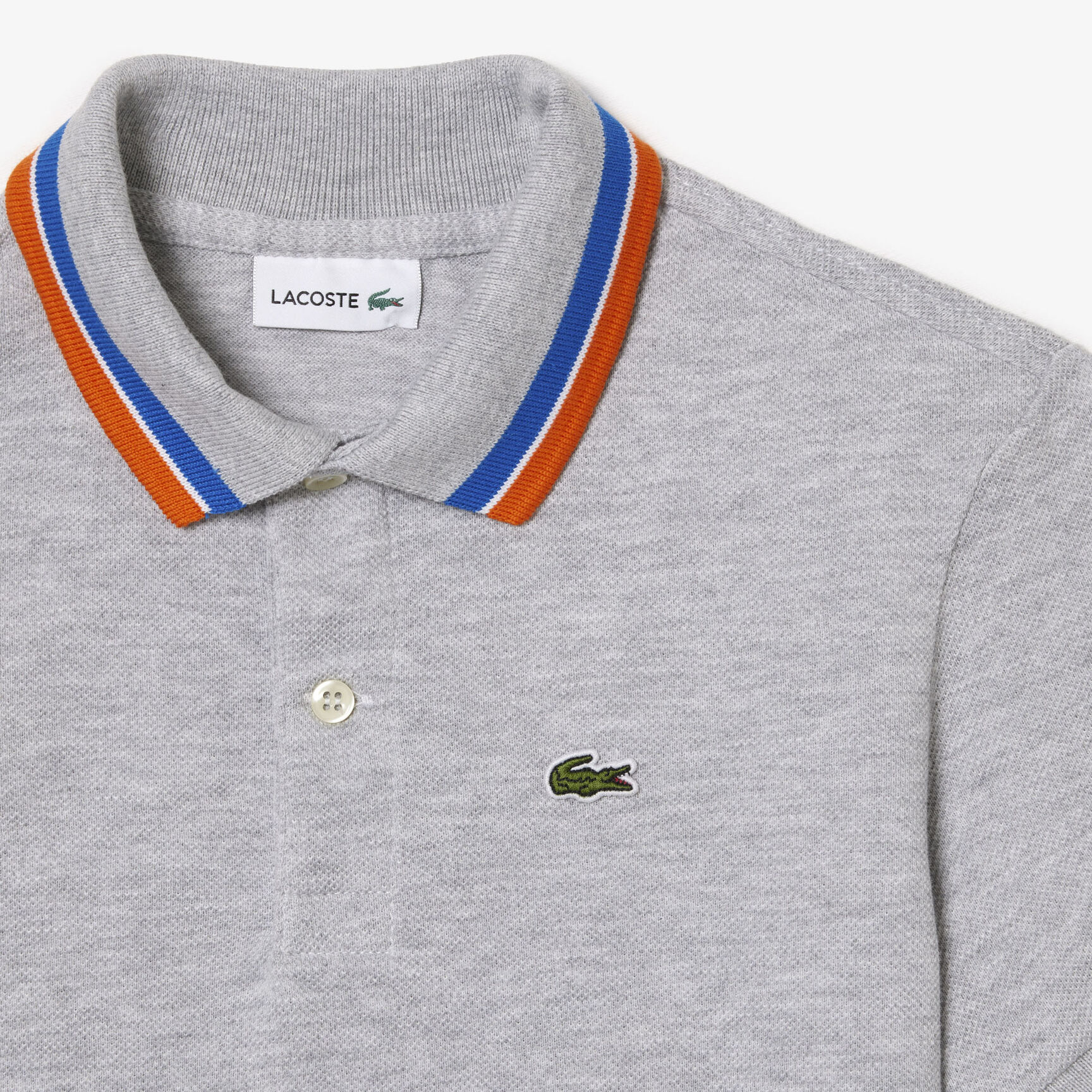 بولو للأولاد من لاكوست ذو ياقة ثلاثية الألوان مصنوع من القطن بيتي بيكيه Boys' Lacoste Tricolour Collar Cotton Petit Piqué Polo - PJ9702-00-W9D
