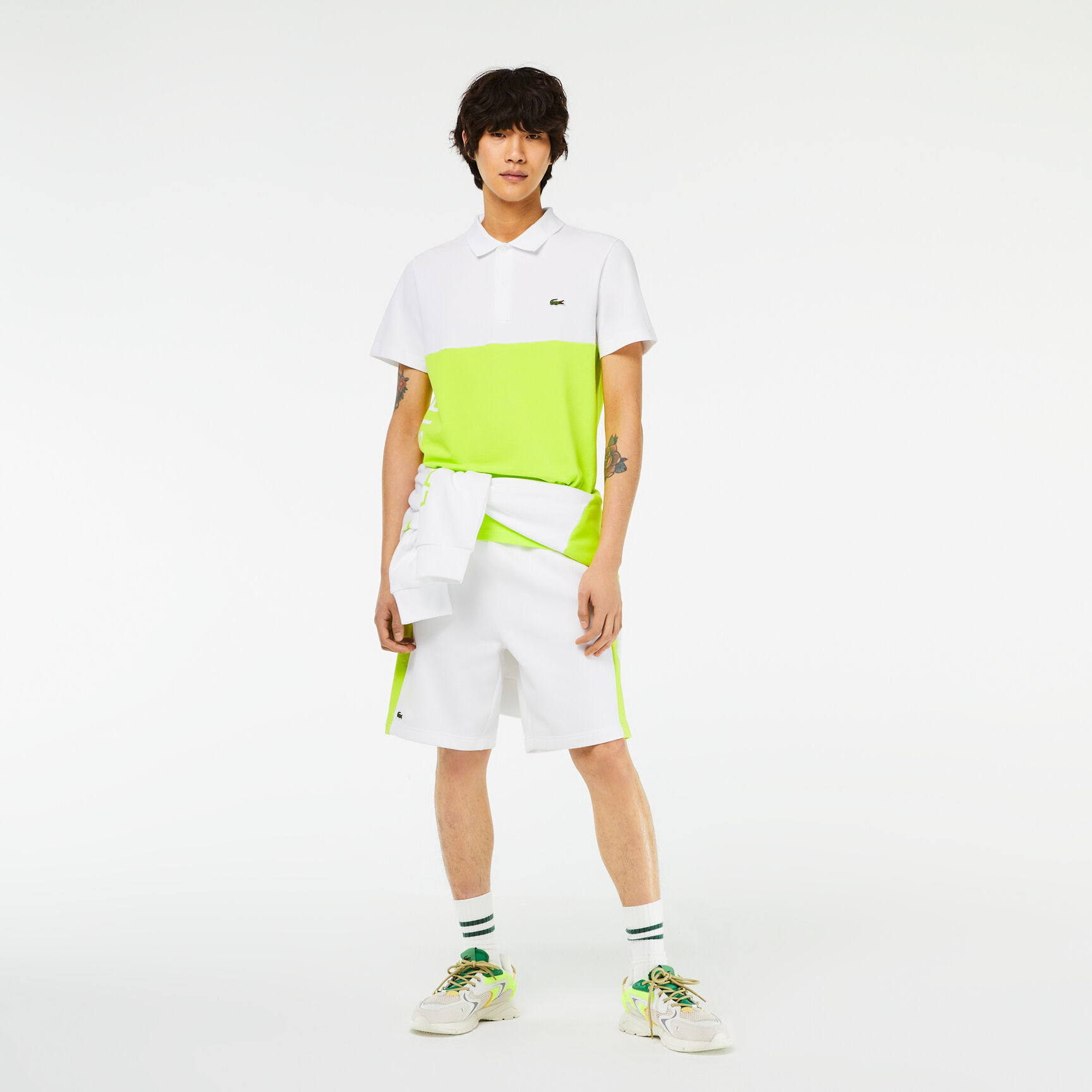 تيشيرت بولو لاكوست قطن بيكيه مقسم بألوان للرجال تيشيرت بولو لاكوست قطن بيكيه مقسم بألوان للرجال