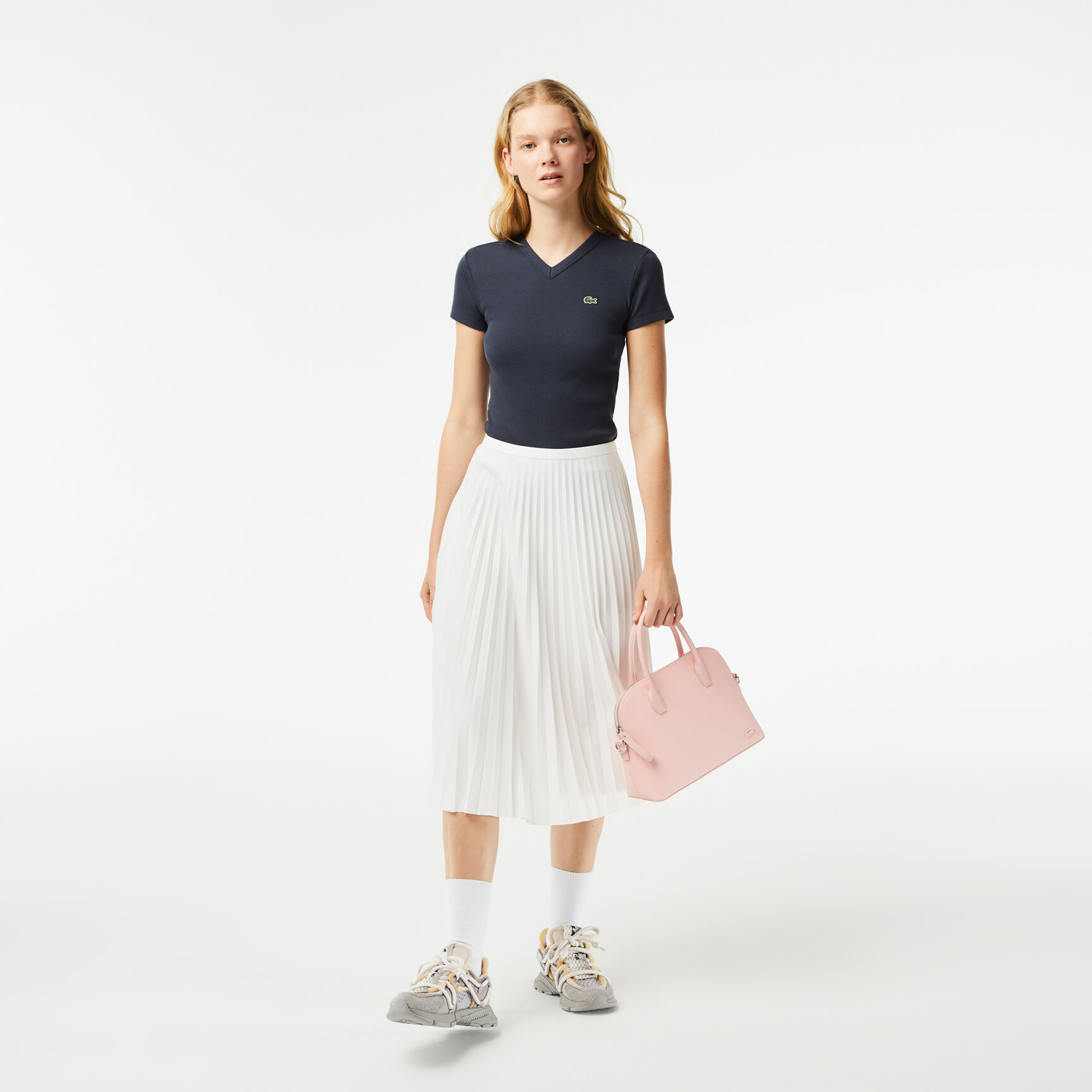 Women's Lacoste Slim Fit Organic Cotton V-neck T-shirt Women's Lacoste Slim Fit Organic Cotton V-neck T-shirt