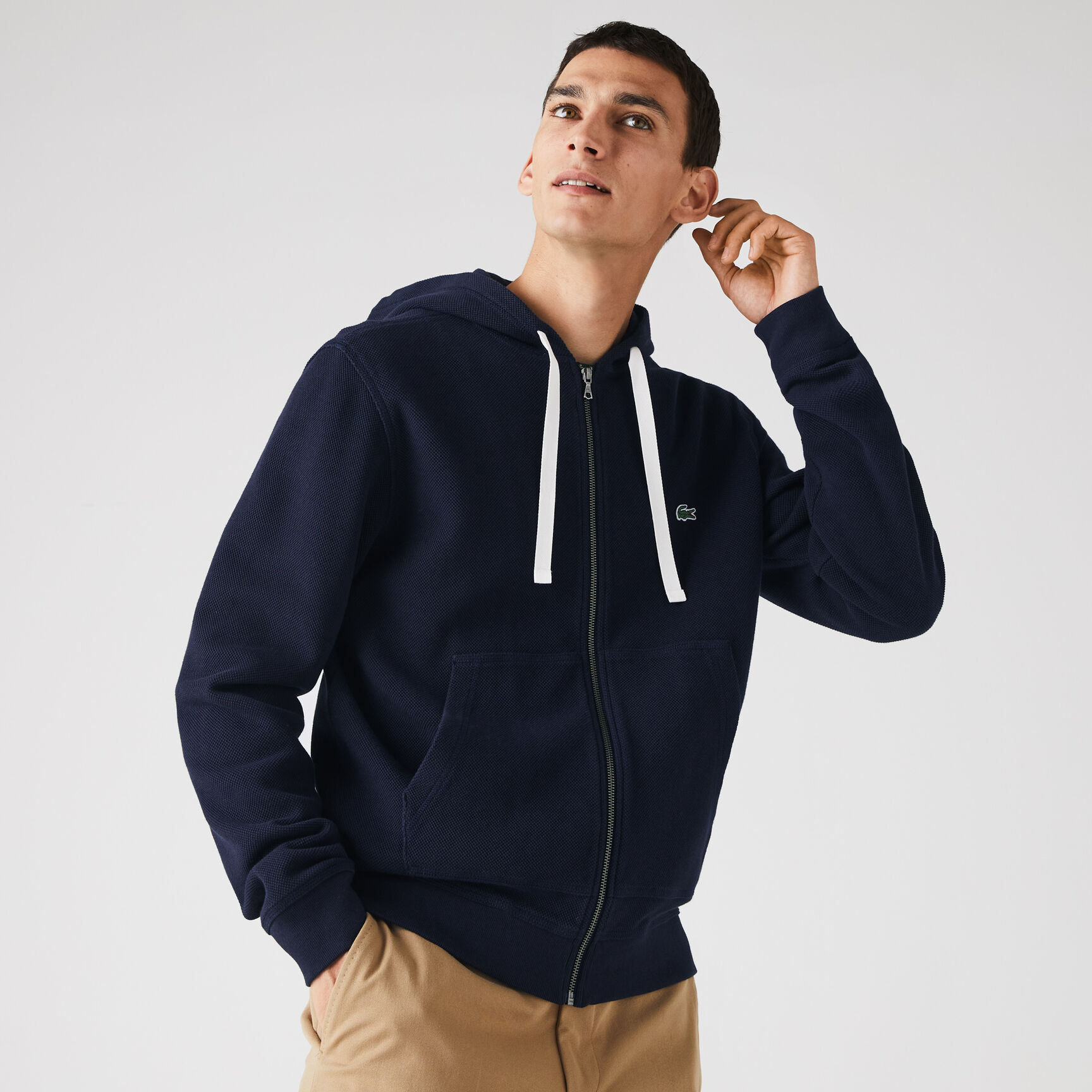 Men's Zip Hooded Organic Cotton Piqué Sweatshirt Men's Zip Hooded Organic Cotton Piqué Sweatshirt