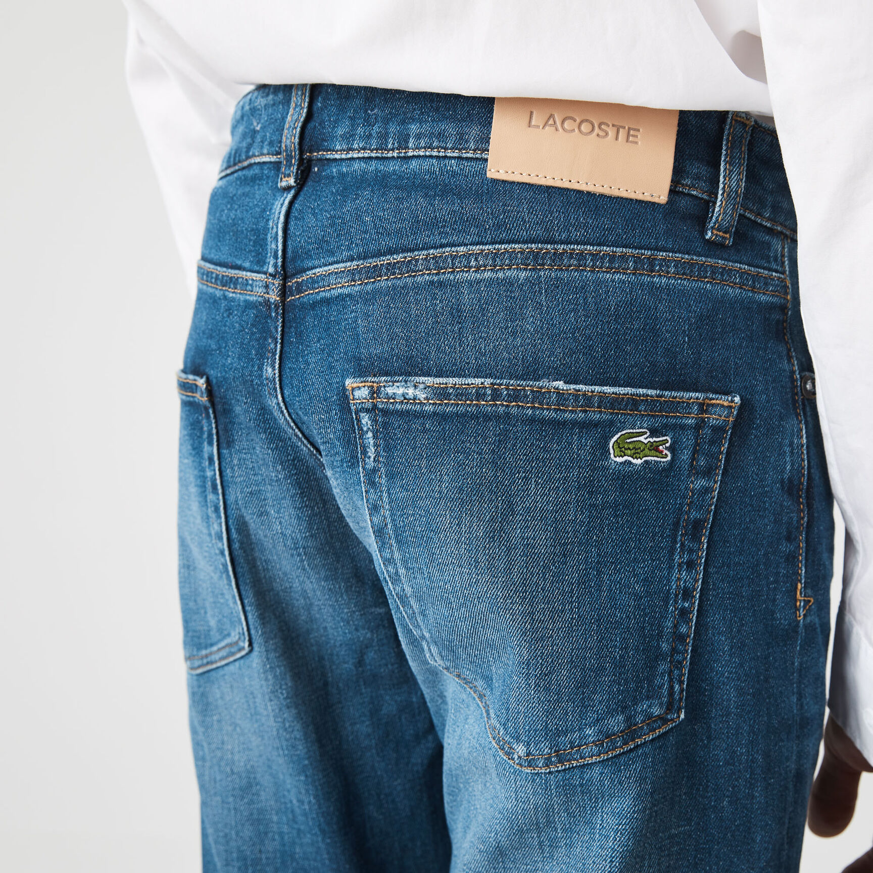 بنطال جينز بقصة ضيقة من الدنيم المرن مع 5 جيوب للرجال